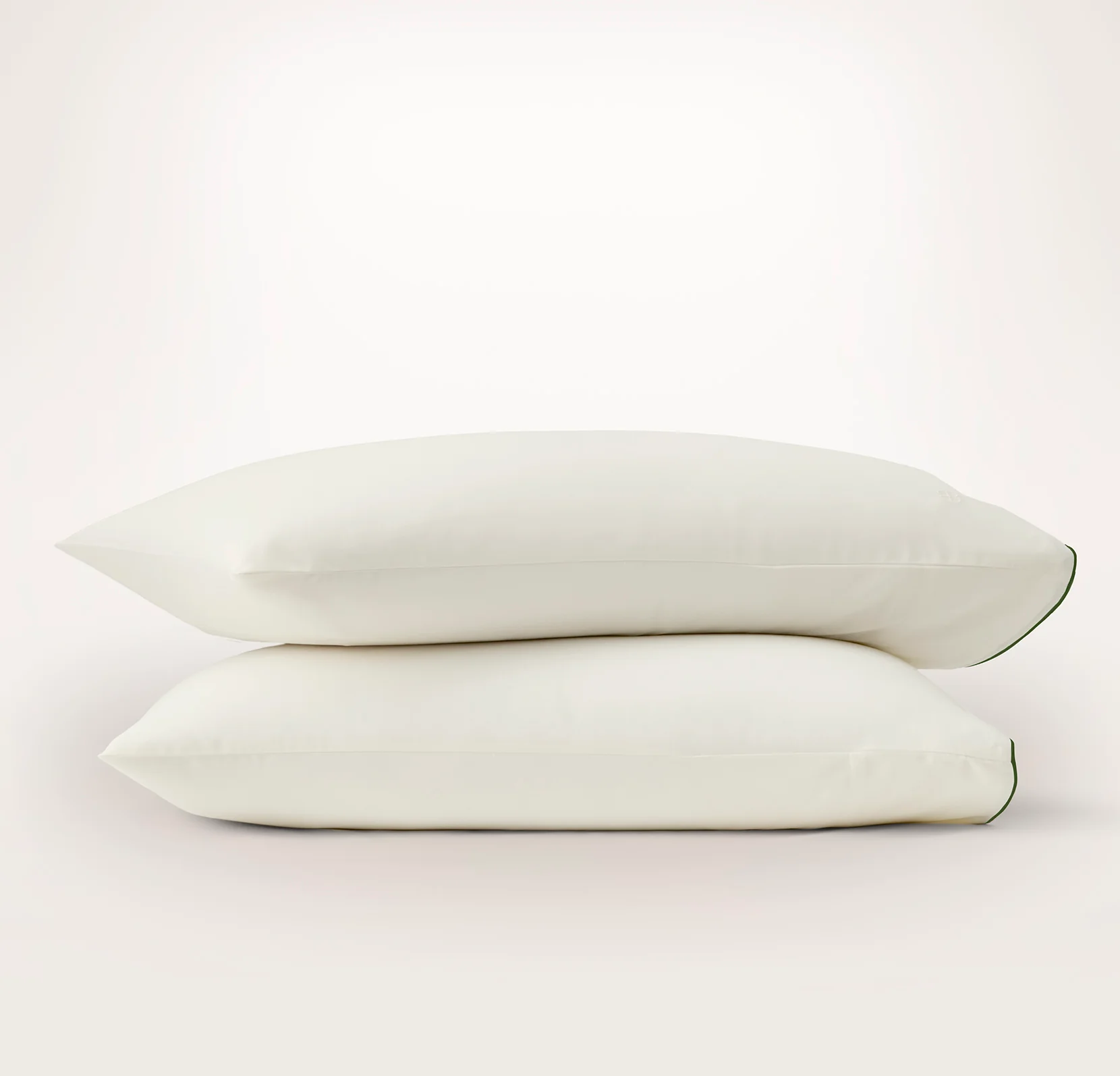 Signature Embellished Pillowcase Set - Cream/Olivine Piped Edge