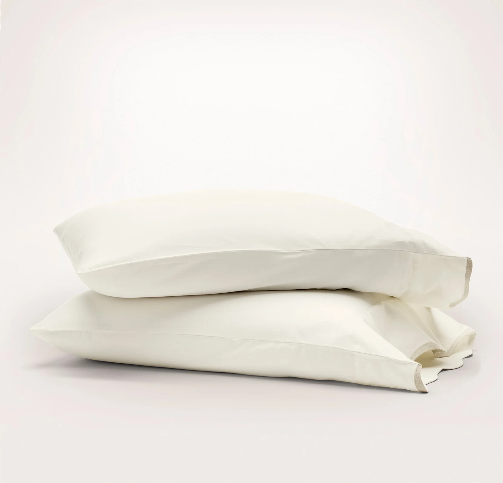 Signature Embellished Pillowcase Set - Cream/Sand Curved Edge