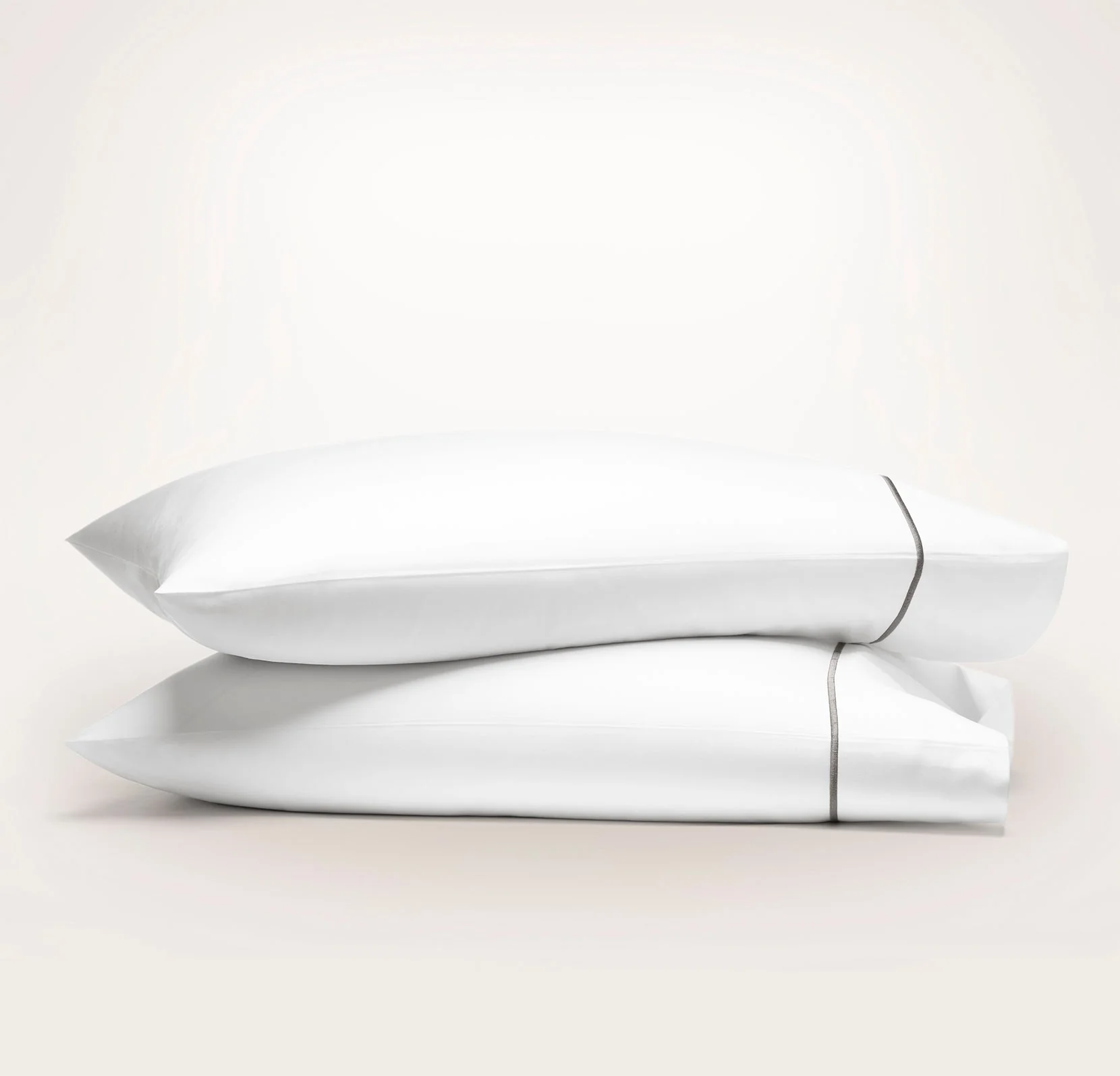 Signature Embellished Pillowcase Set - White/Stone Embroidered