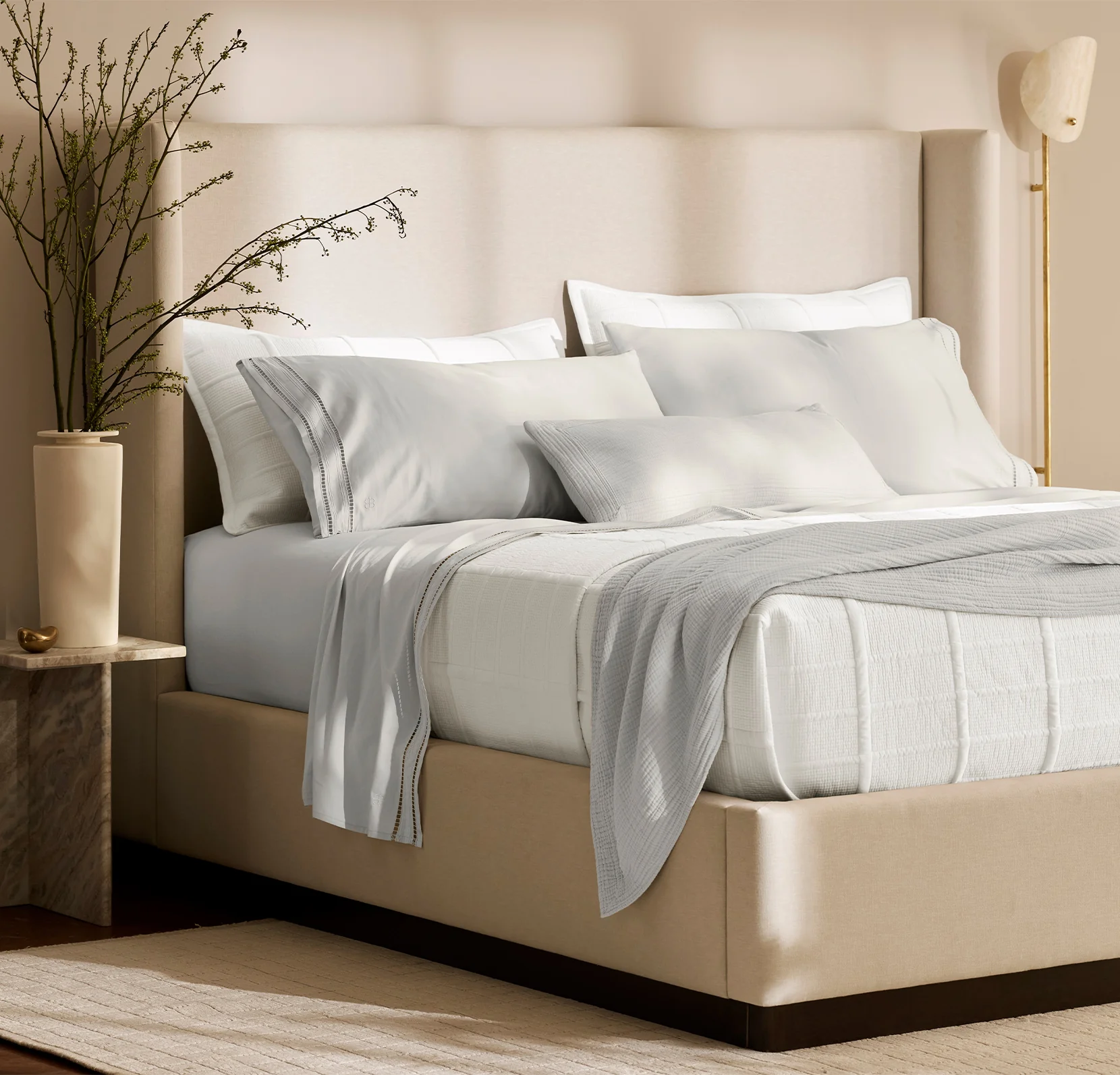 Signature Embellished Sheet Set - Mist/Mist Ladder Stitch - Image 3