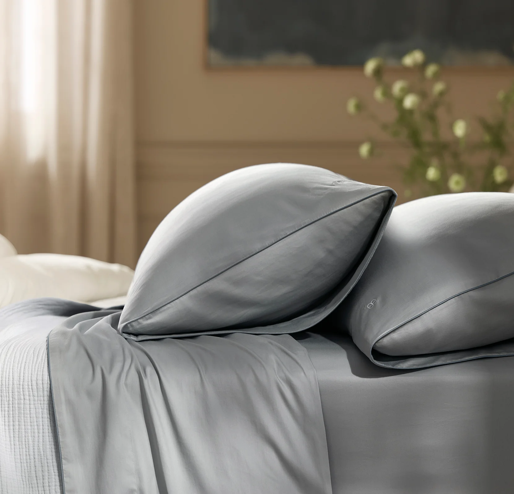 Signature Embellished Sheet Set - Shore/Bluestone Piped Edge - Image 3