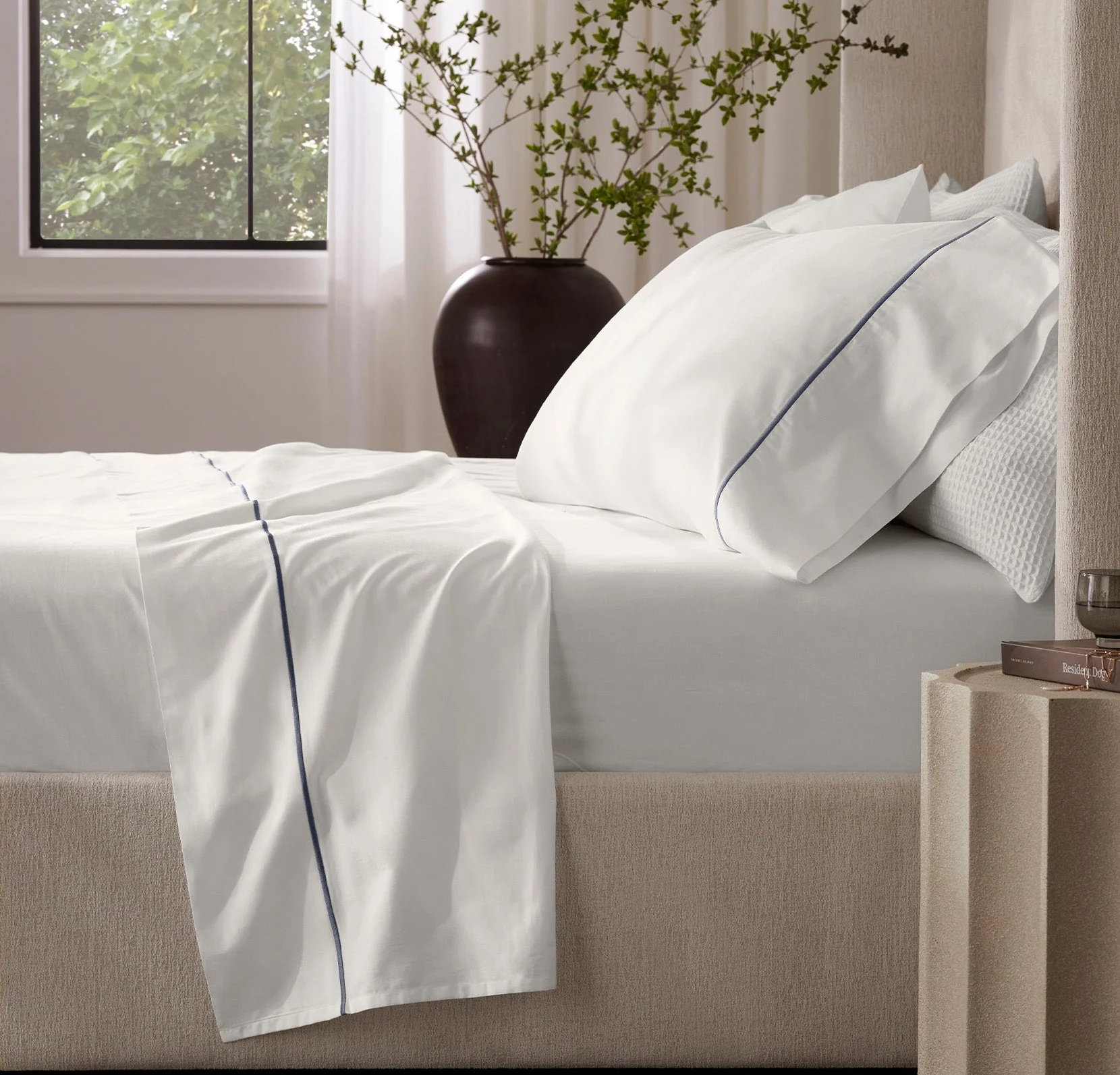 Signature Embellished Sheet Set - White/Mineral Embroidered - Image 3