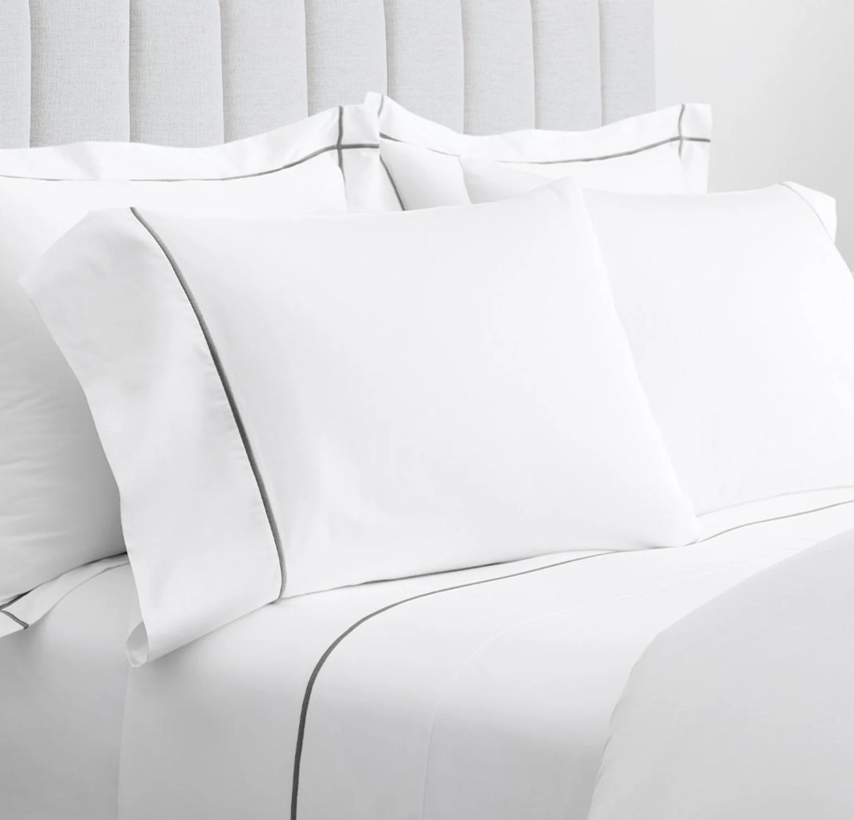 Signature Embellished Sheet Set - White/Stone Embroidered - Image 2