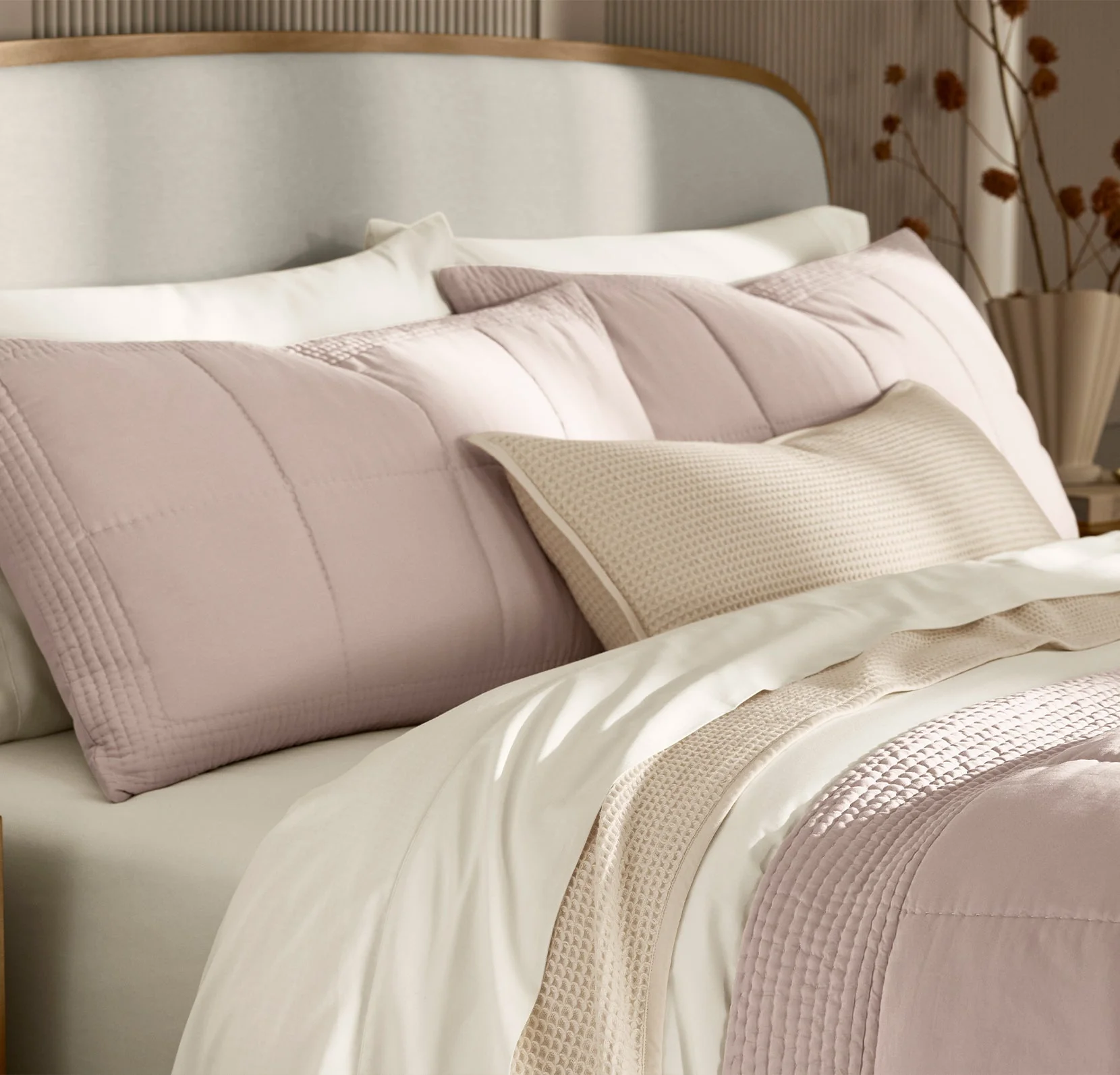 Signature Handstitched Quilted Sham - Dusty Rose - Image 3