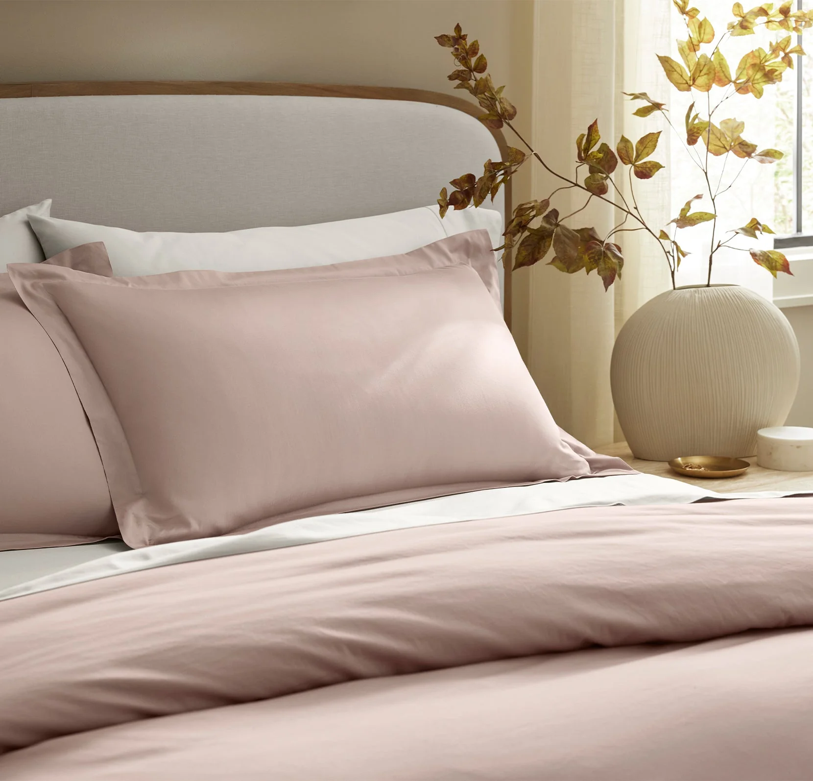 Signature Hemmed Duvet Set - Dusty Rose - Image 3