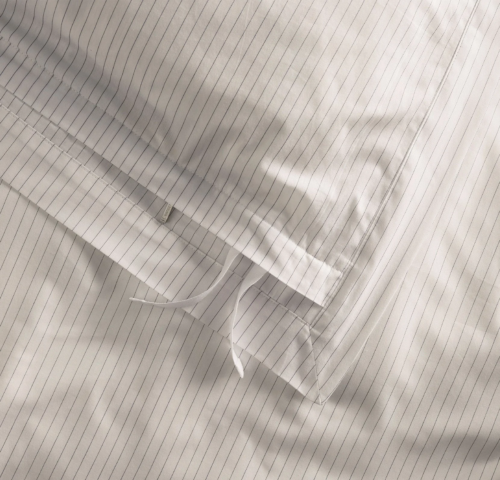 Signature Hemmed Duvet Set - White/Mineral Delicate Stripe - Image 4