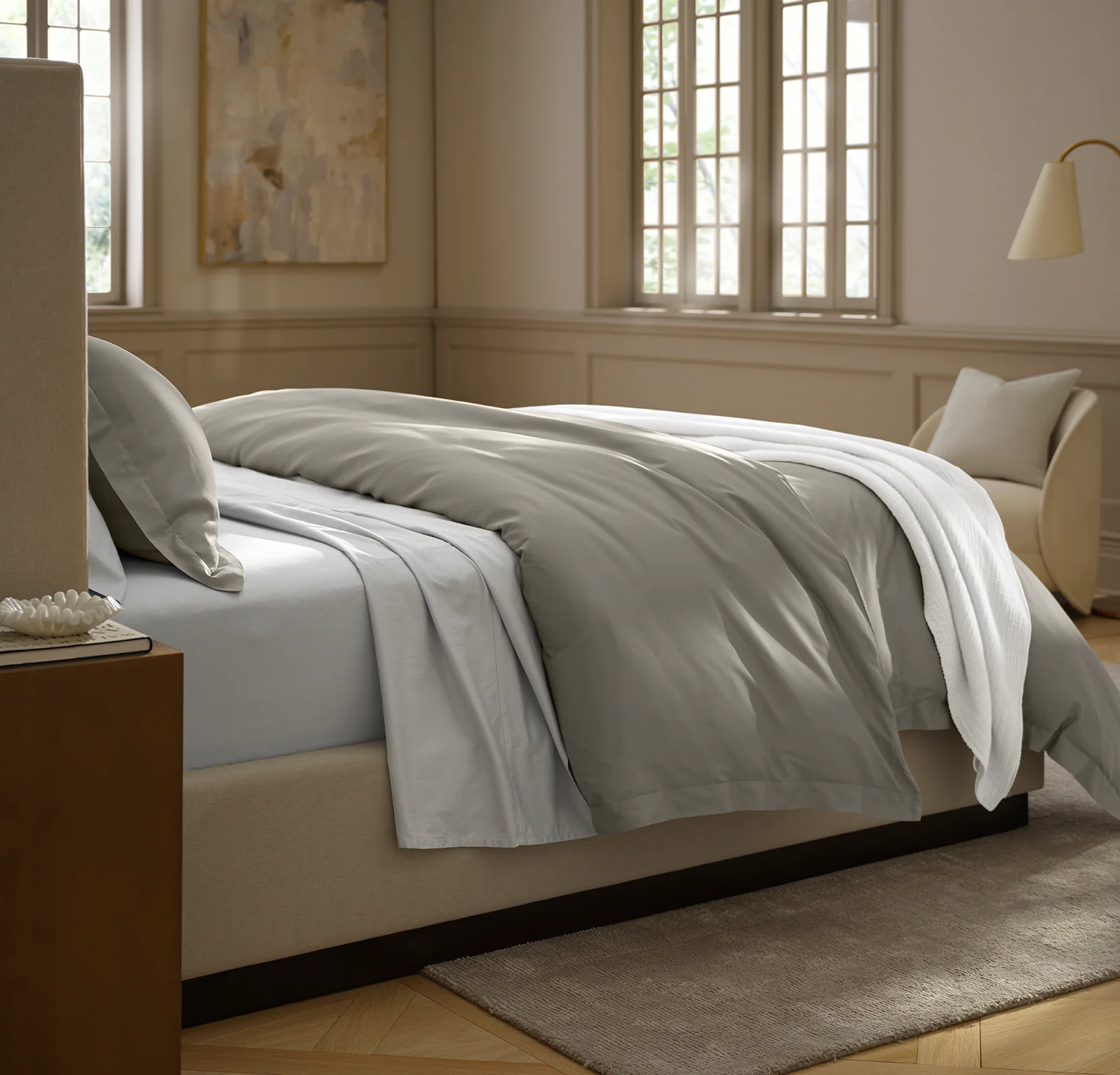 Signature Hemmed Duvet Set - Pewter - Image 3