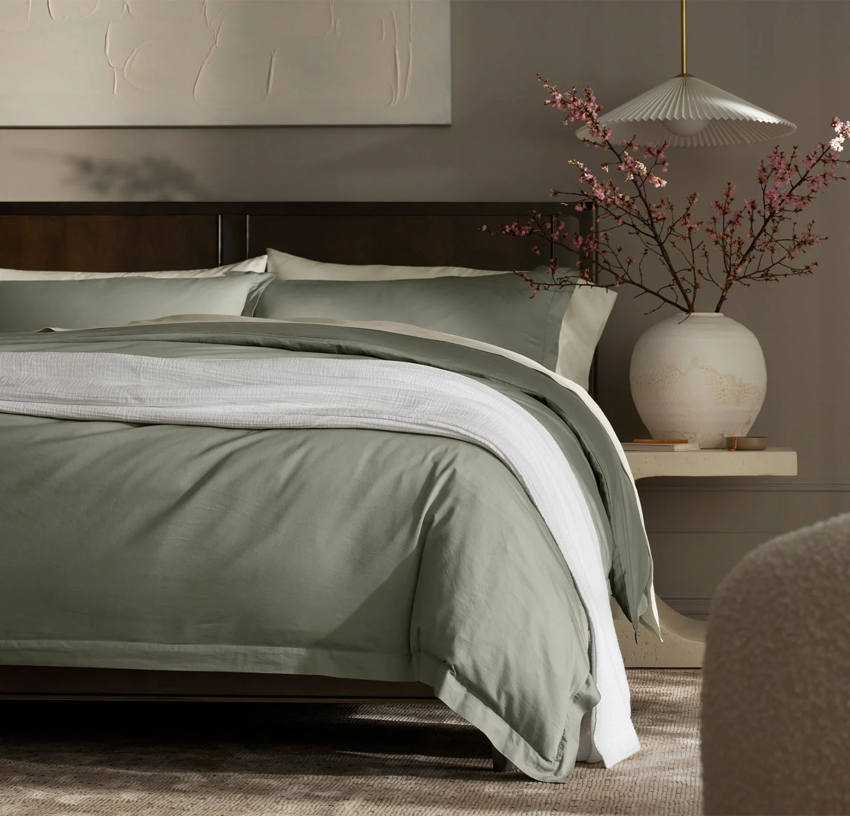Signature Hemmed Duvet Set - Sageleaf - Image 3