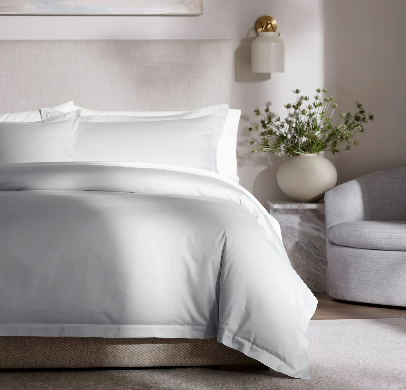 Signature Hemmed Duvet Set - Sky - Image 3