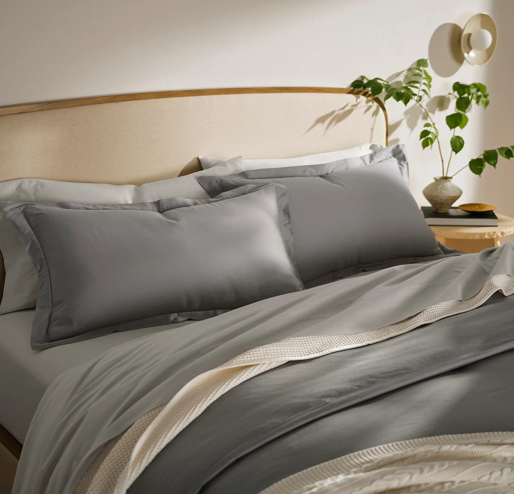 Signature Hemmed Duvet Set - Stone - Image 3