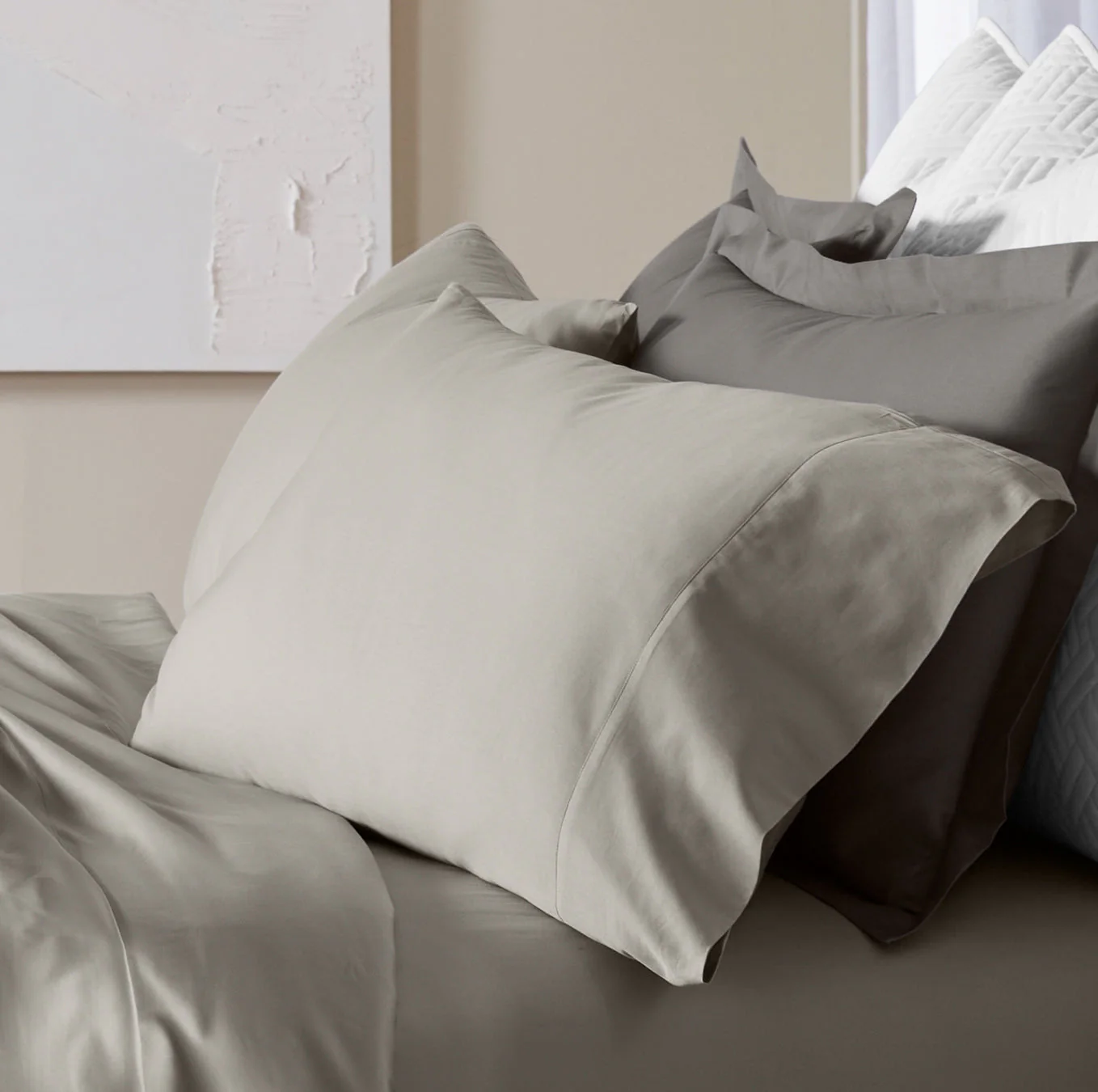 Signature Hemmed Pillowcase Set - Pewter - Image 3