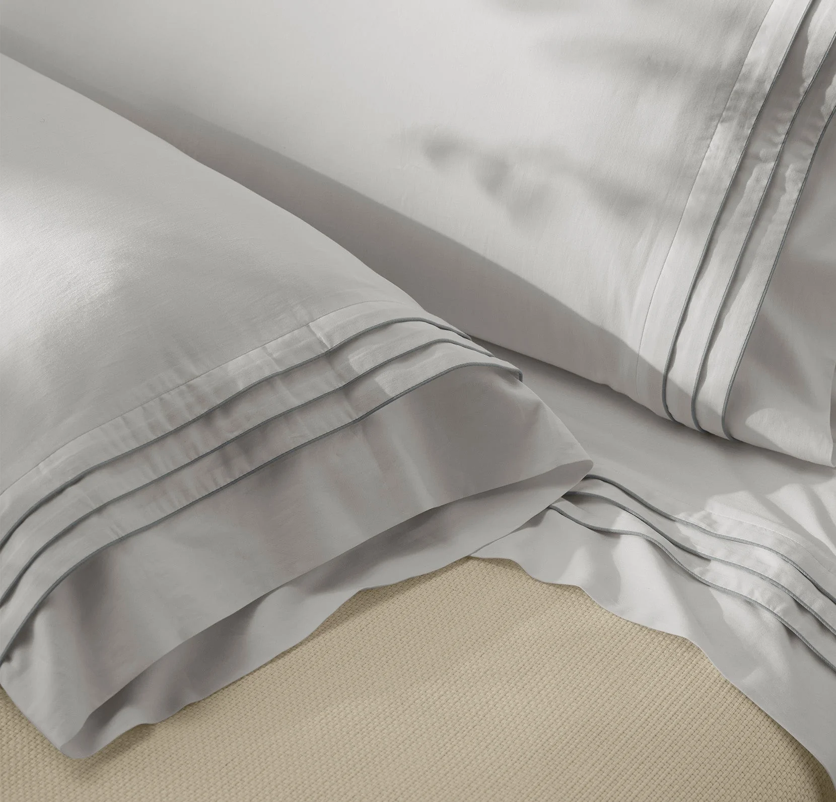 Signature Embellished Pillowcase Set - White/Shore Triple Framed - Image 4