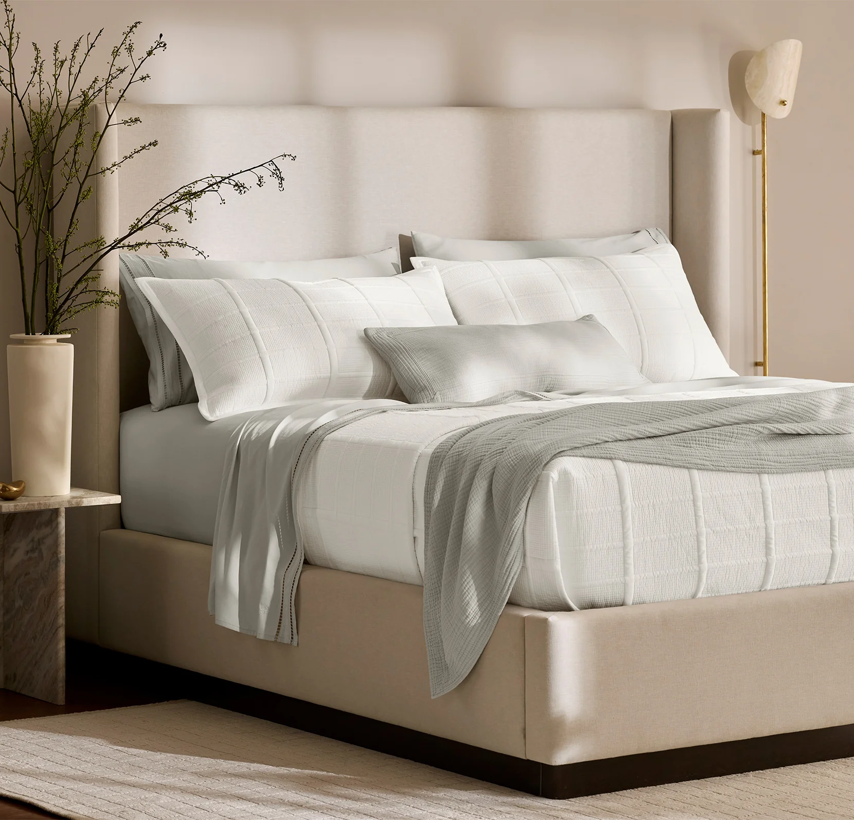 Signature Modern Grid Quilt - White - Image 2