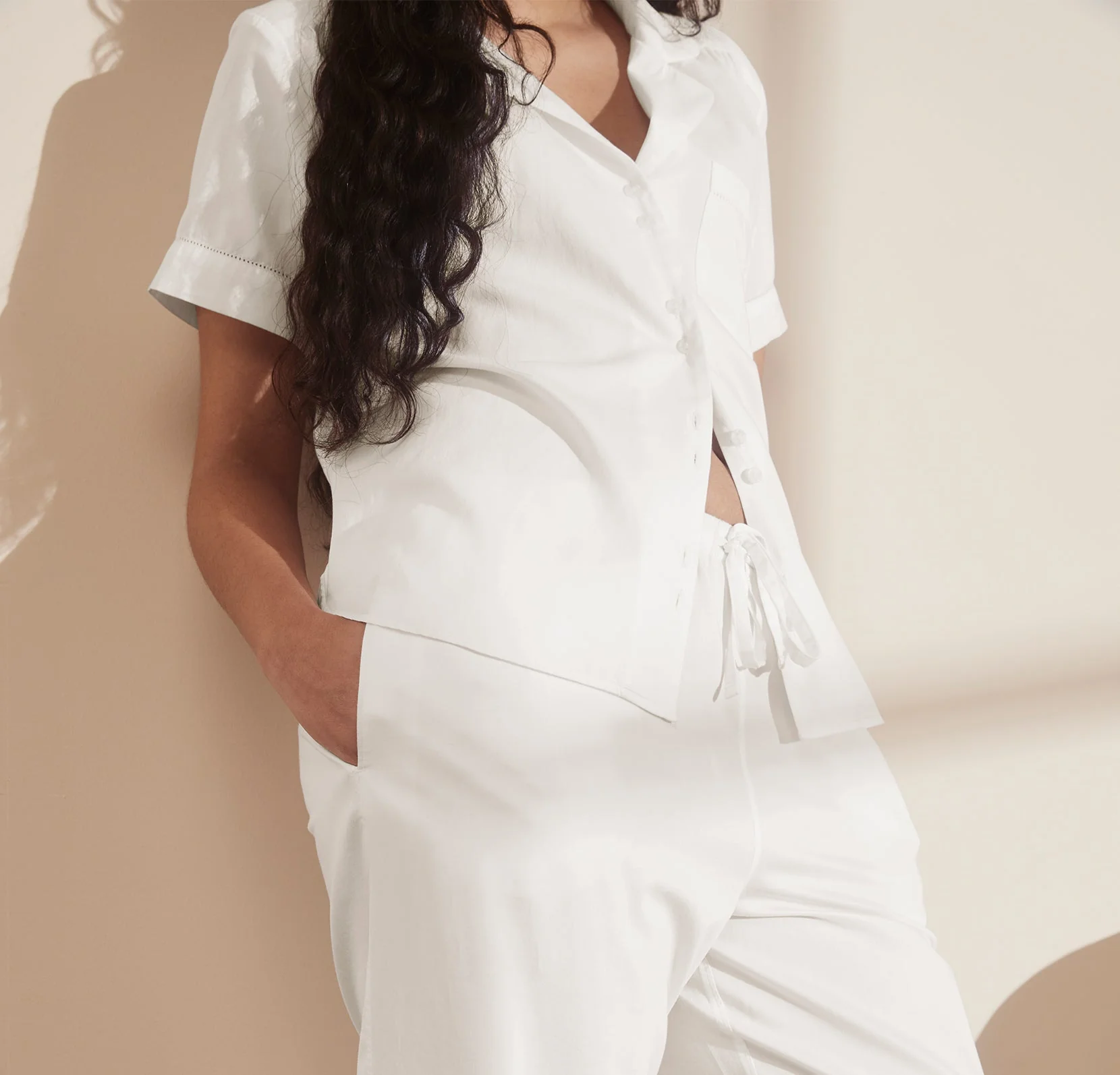 Signature Pajama Set - Short Sleeve & Pants - White - Image 3