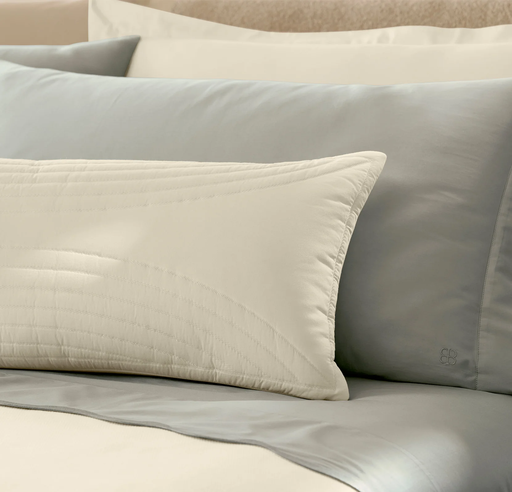 Signature Quilted Arch Pillow Cover (Lumbar) - Cream - Image 3