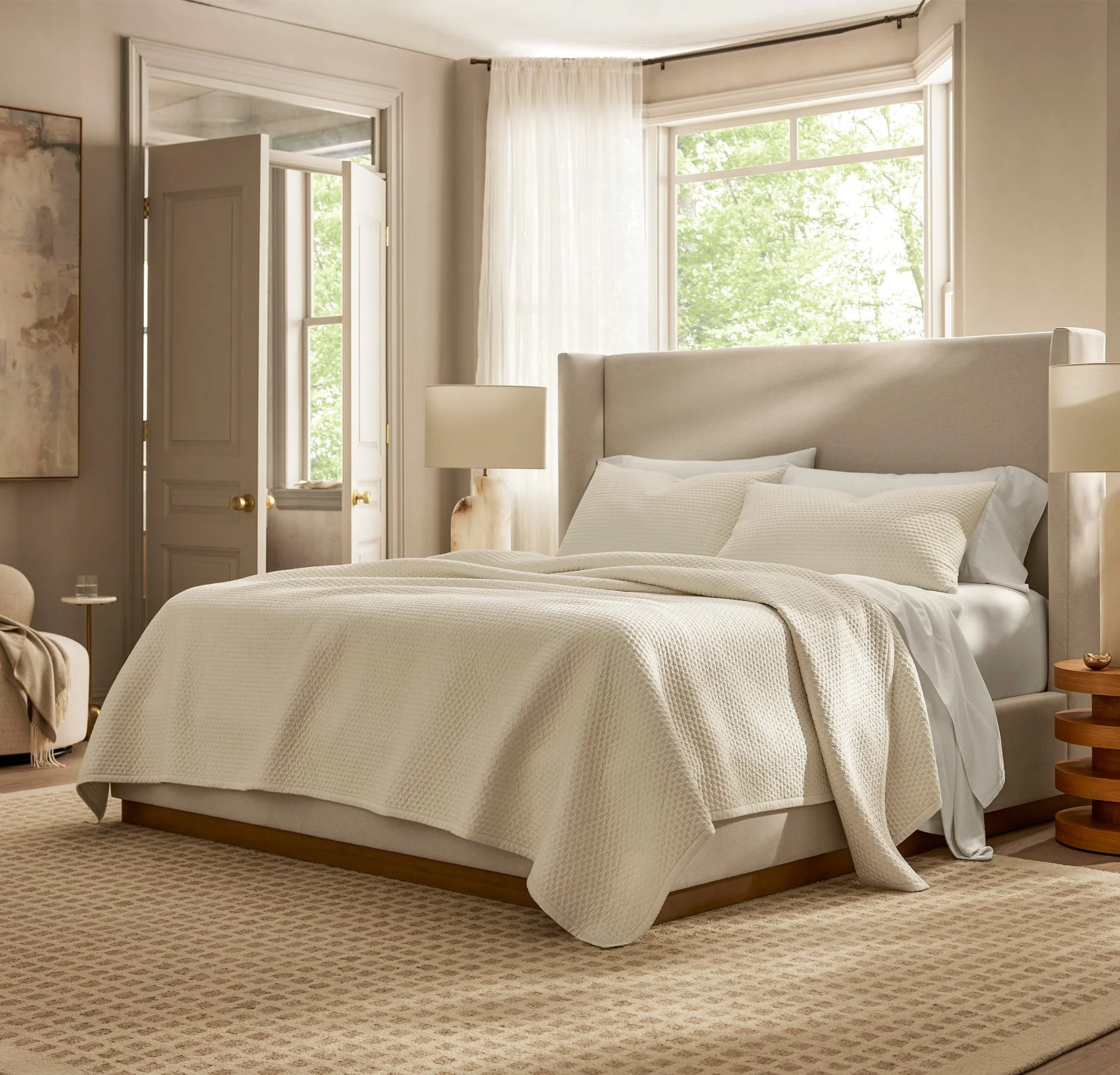 Signature Textured Stitch Quilted Sham - Cream - Image 3