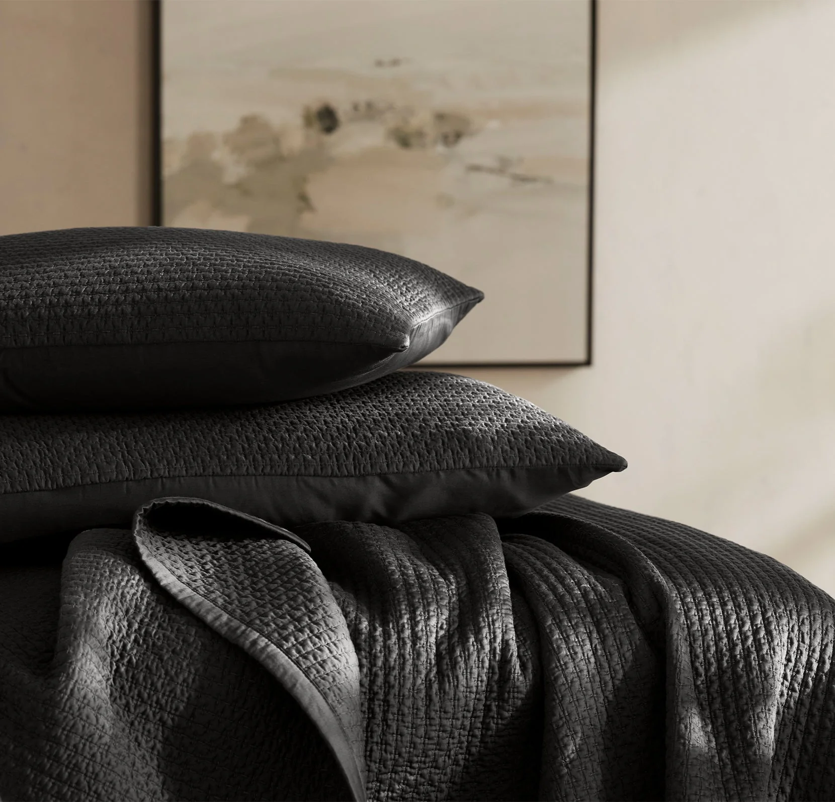 Signature Textured Stitch Quilted Sham - Night - Image 3