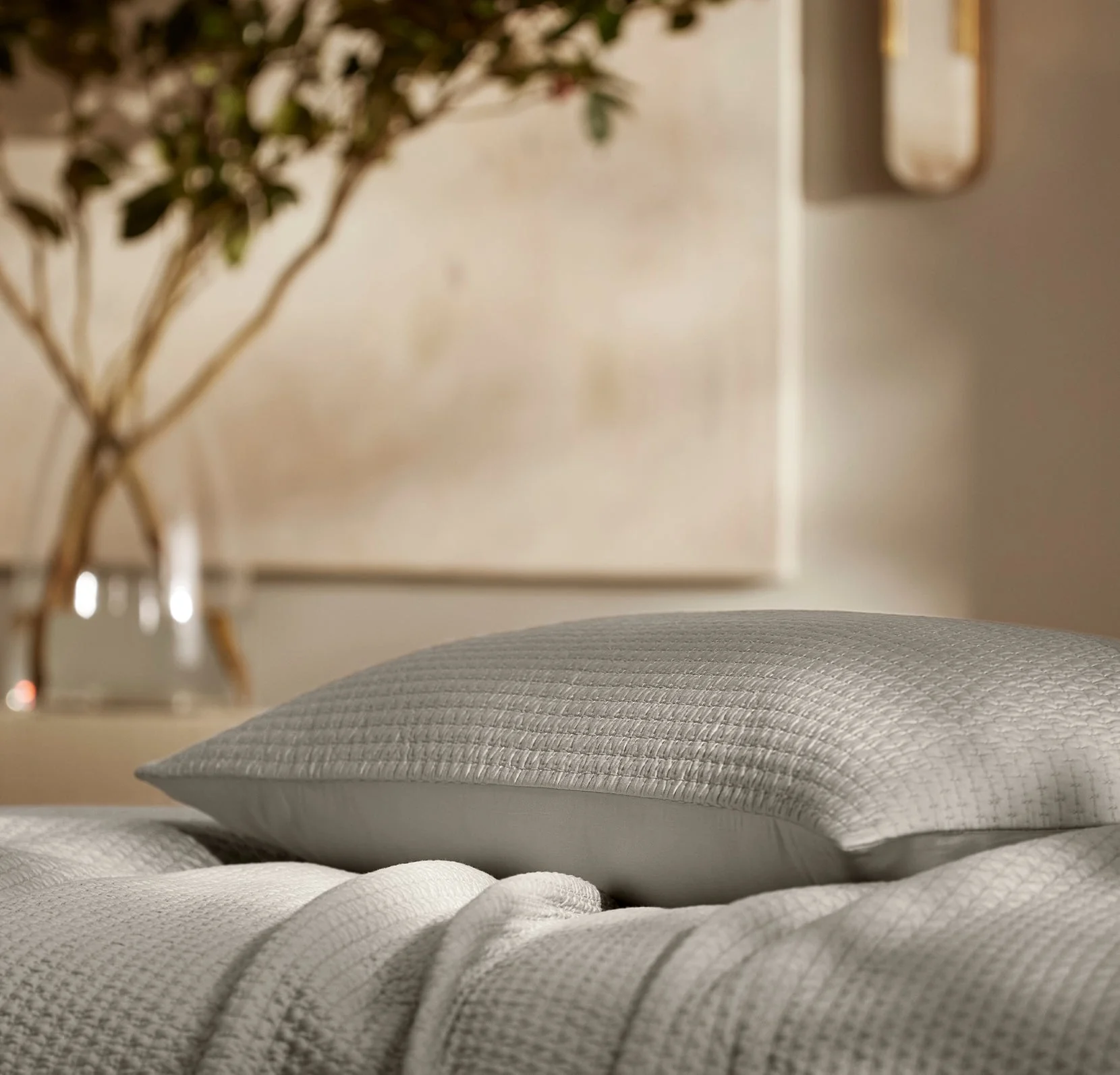 Signature Textured Stitch Quilted Sham - Pewter - Image 4