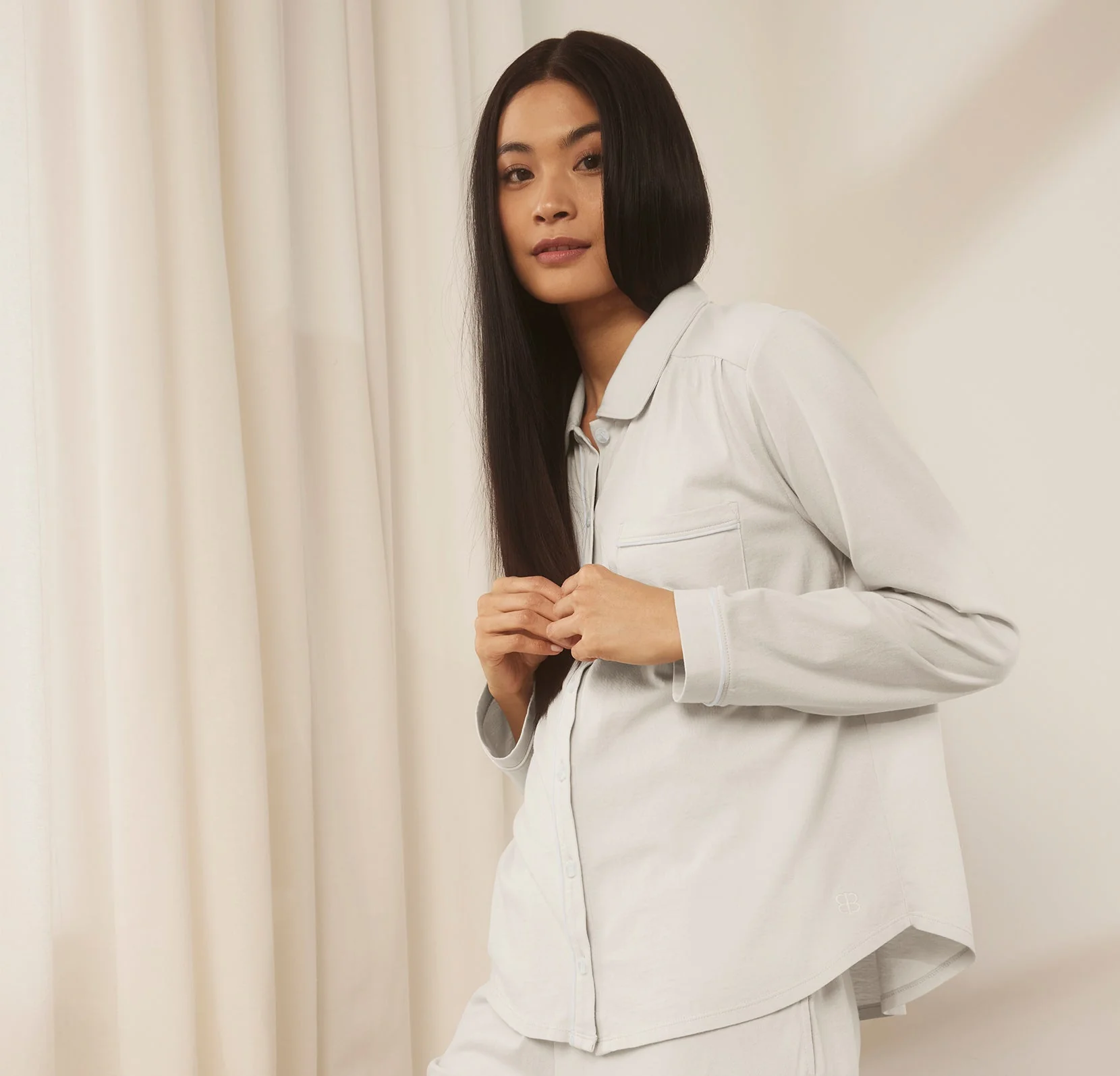 Soft Knit Long Sleeve & Pants Pajama Set - Mist - Image 3