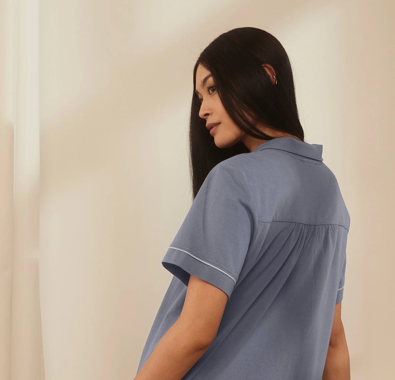 Soft Knit Short Sleeve & Pants Pajama Set - Mineral - Image 3