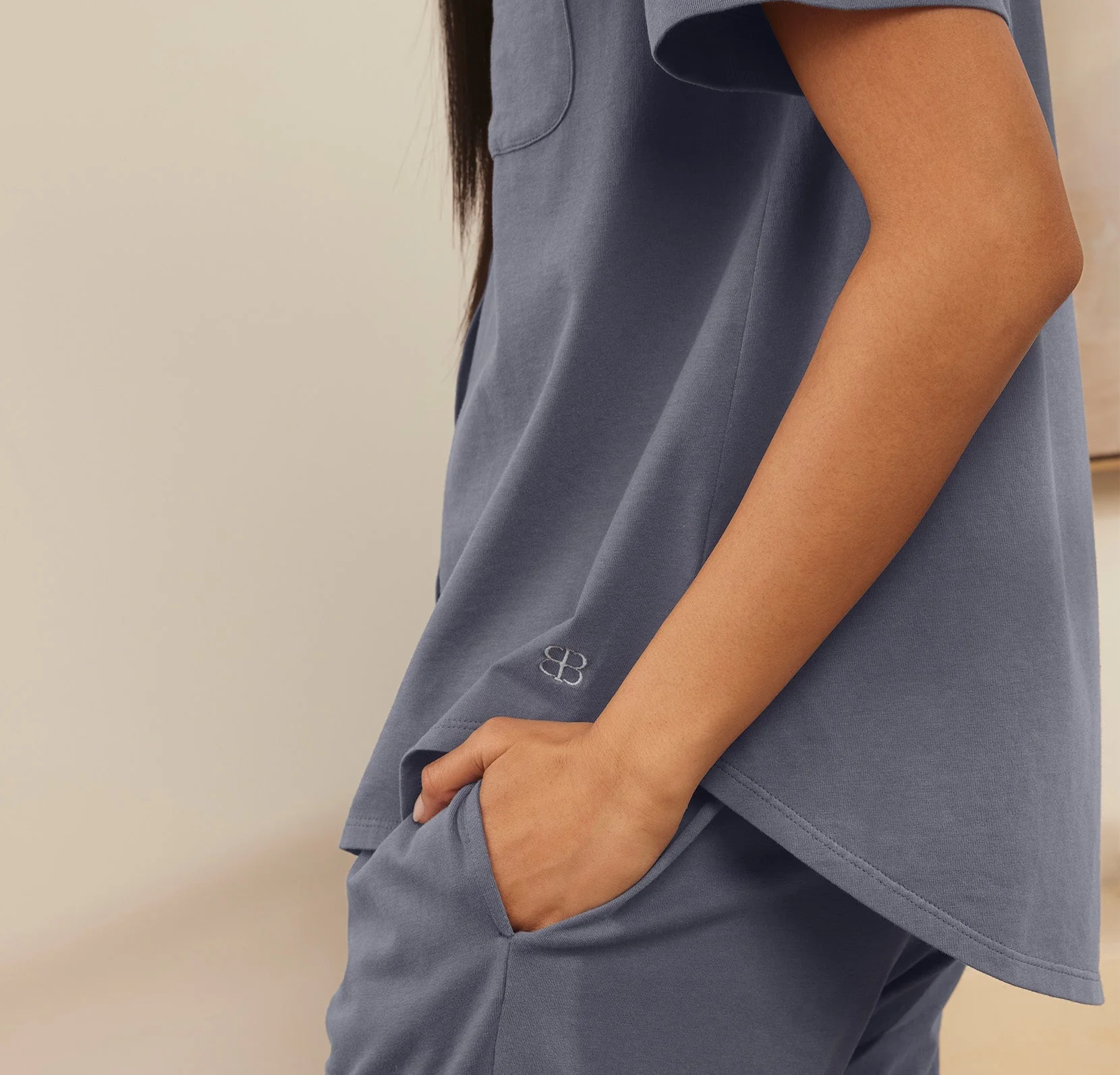 Soft Knit Short Sleeve & Pants Pajama Set - Mineral - Image 4