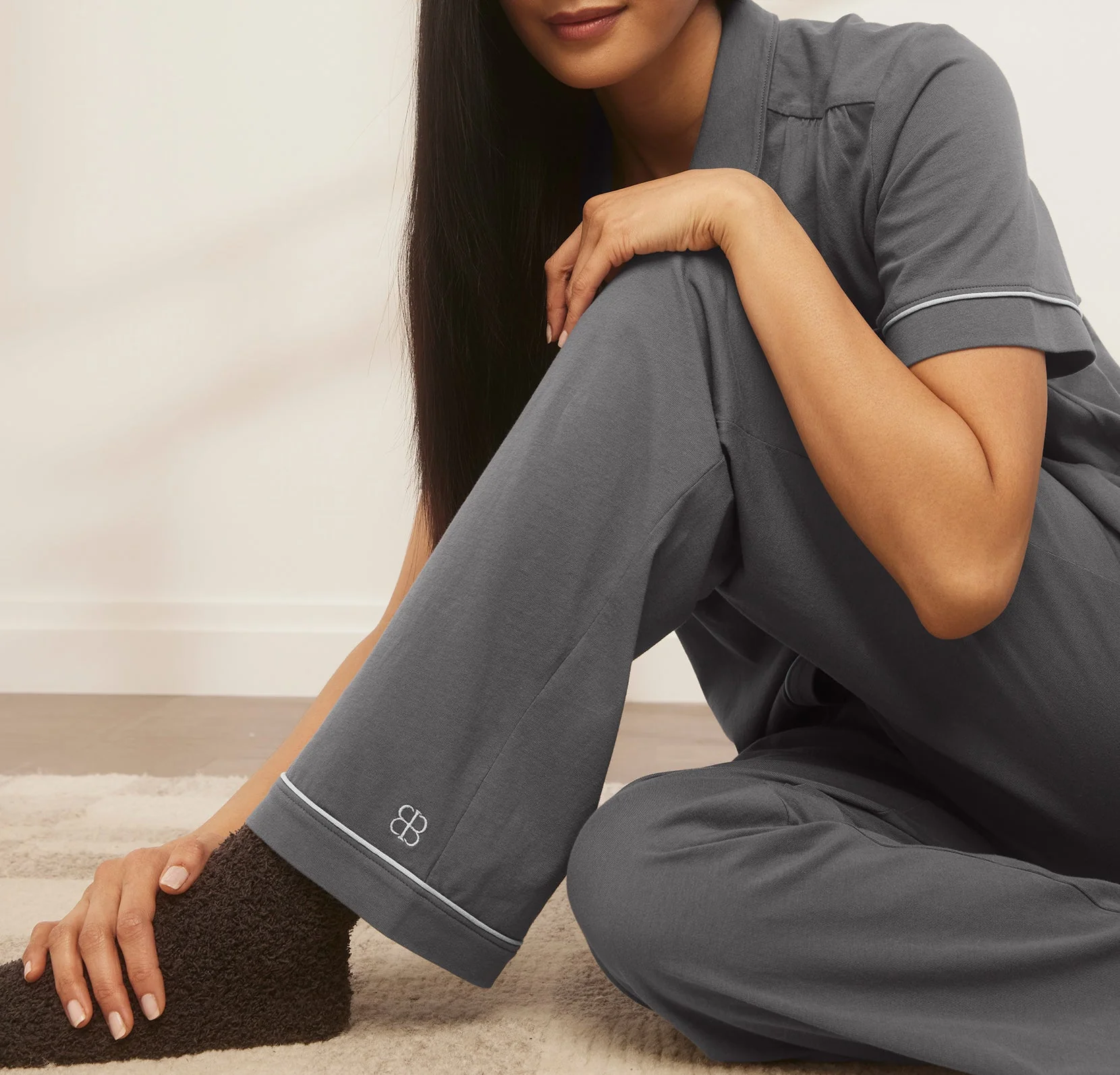 Soft Knit Short Sleeve & Pants Pajama Set - Night - Image 4