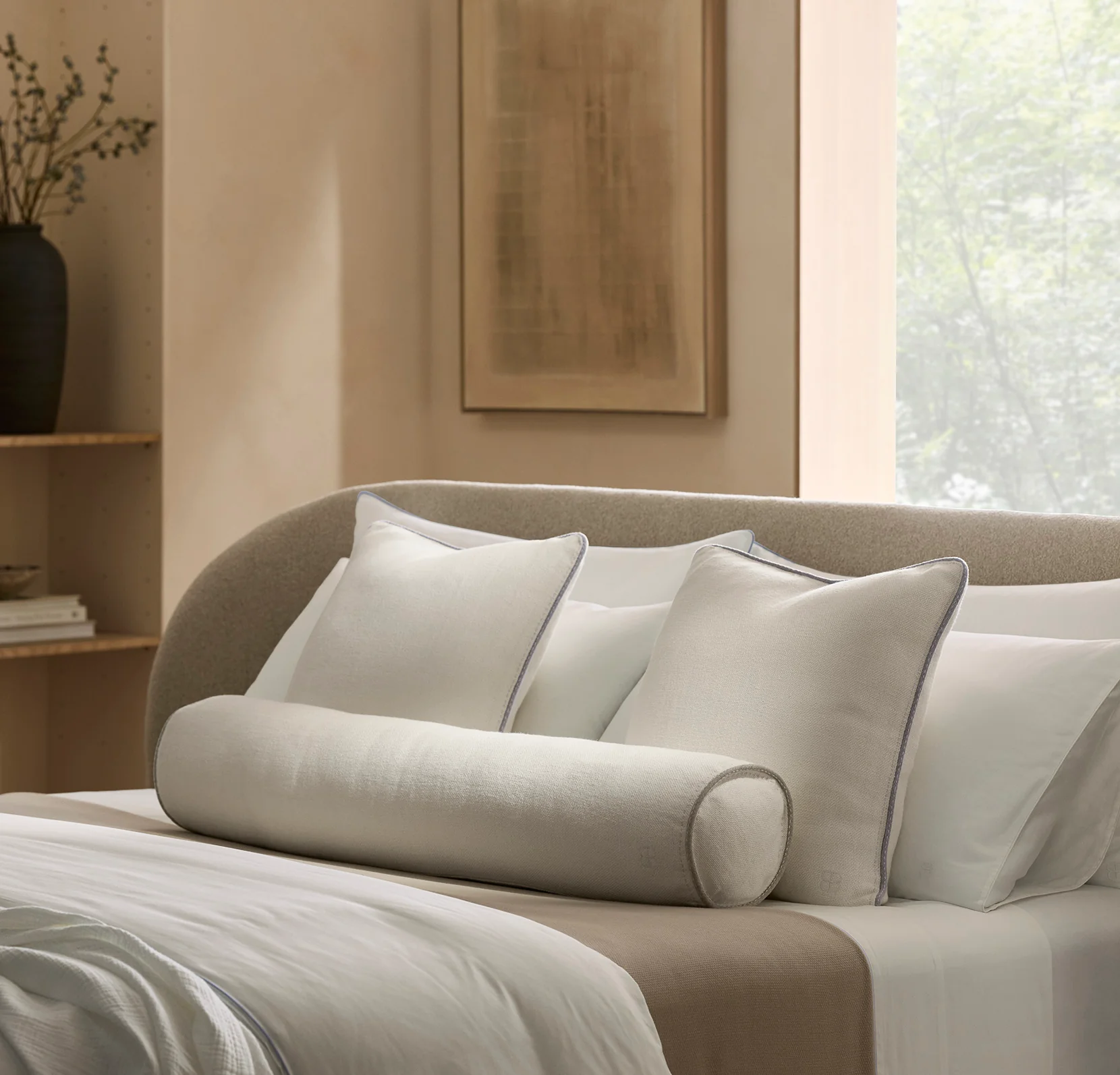 Threadmark Pillow Cover (22x22) - Soft White/Melange Shore - Image 3
