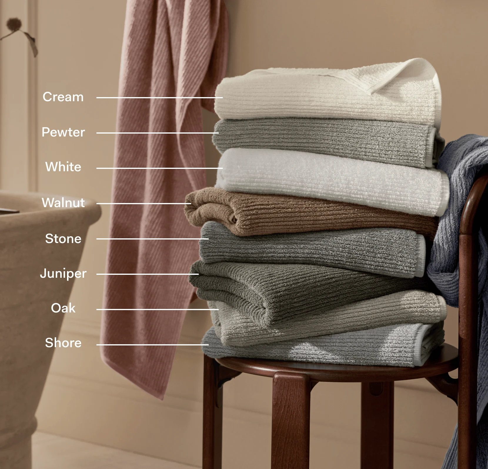 Turkish Ribbed Bath Sheet - Cream - Image 4