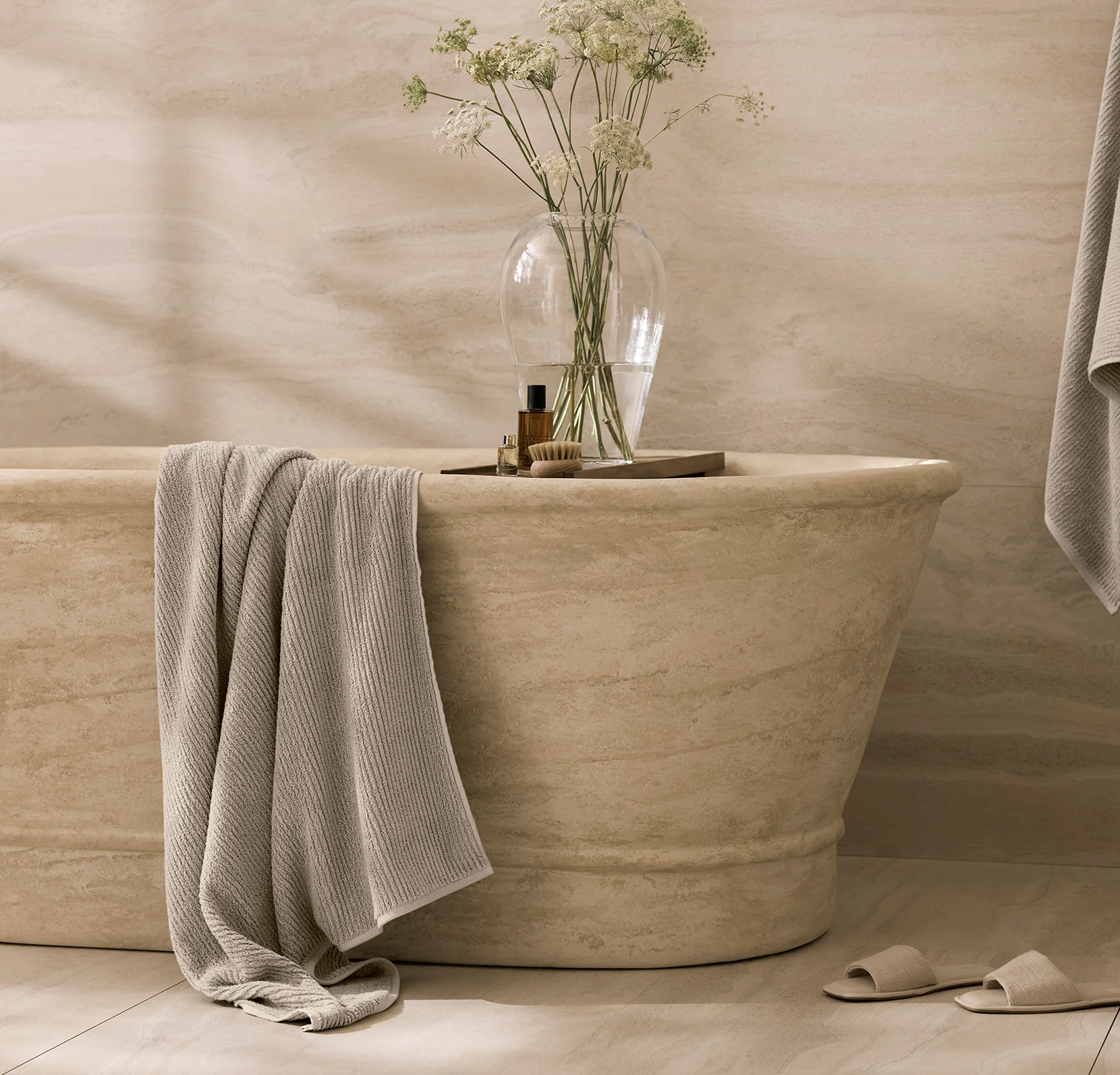 Turkish Ribbed Bath Towel - Oak - Image 2