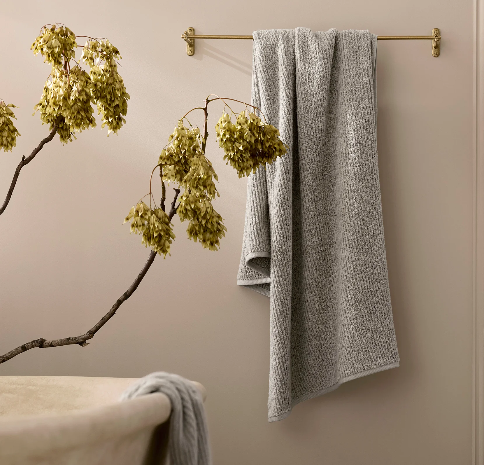 Turkish Ribbed Bath Towel - Pewter - Image 2