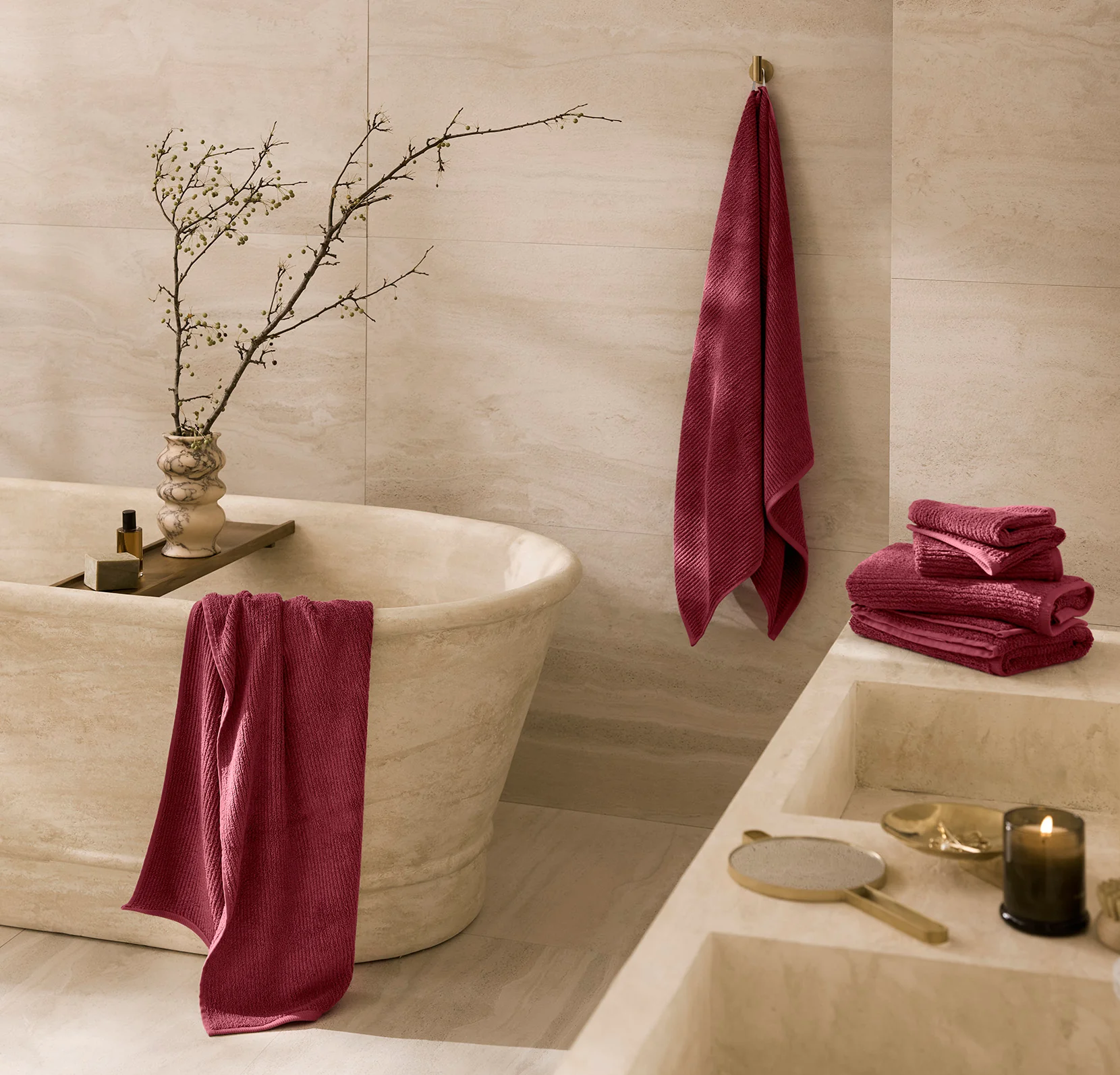 Turkish Ribbed Bath Towel Set - Image 36