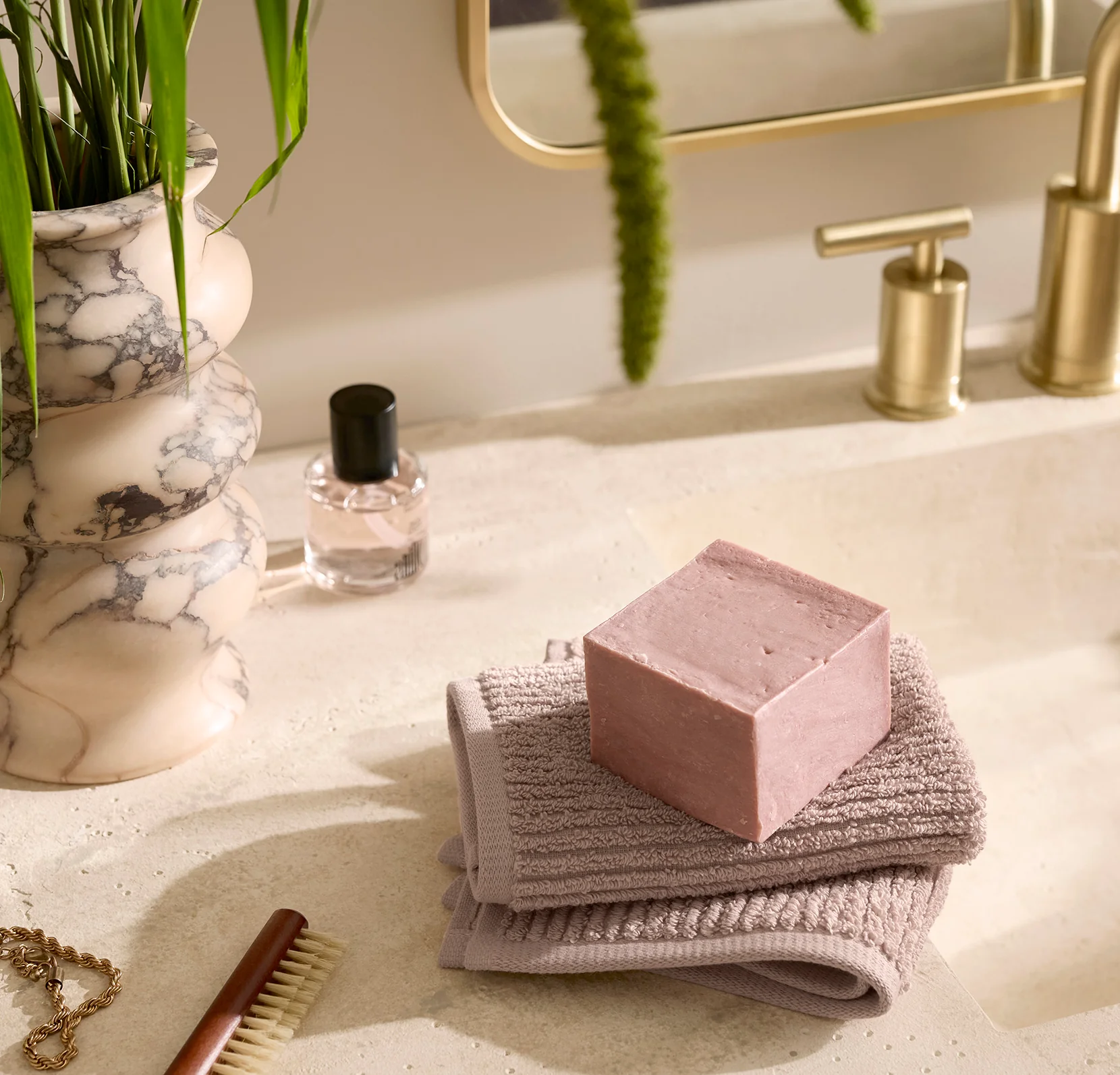 Turkish Ribbed Hand Towels (Pair) - Dusty Rose - Image 2