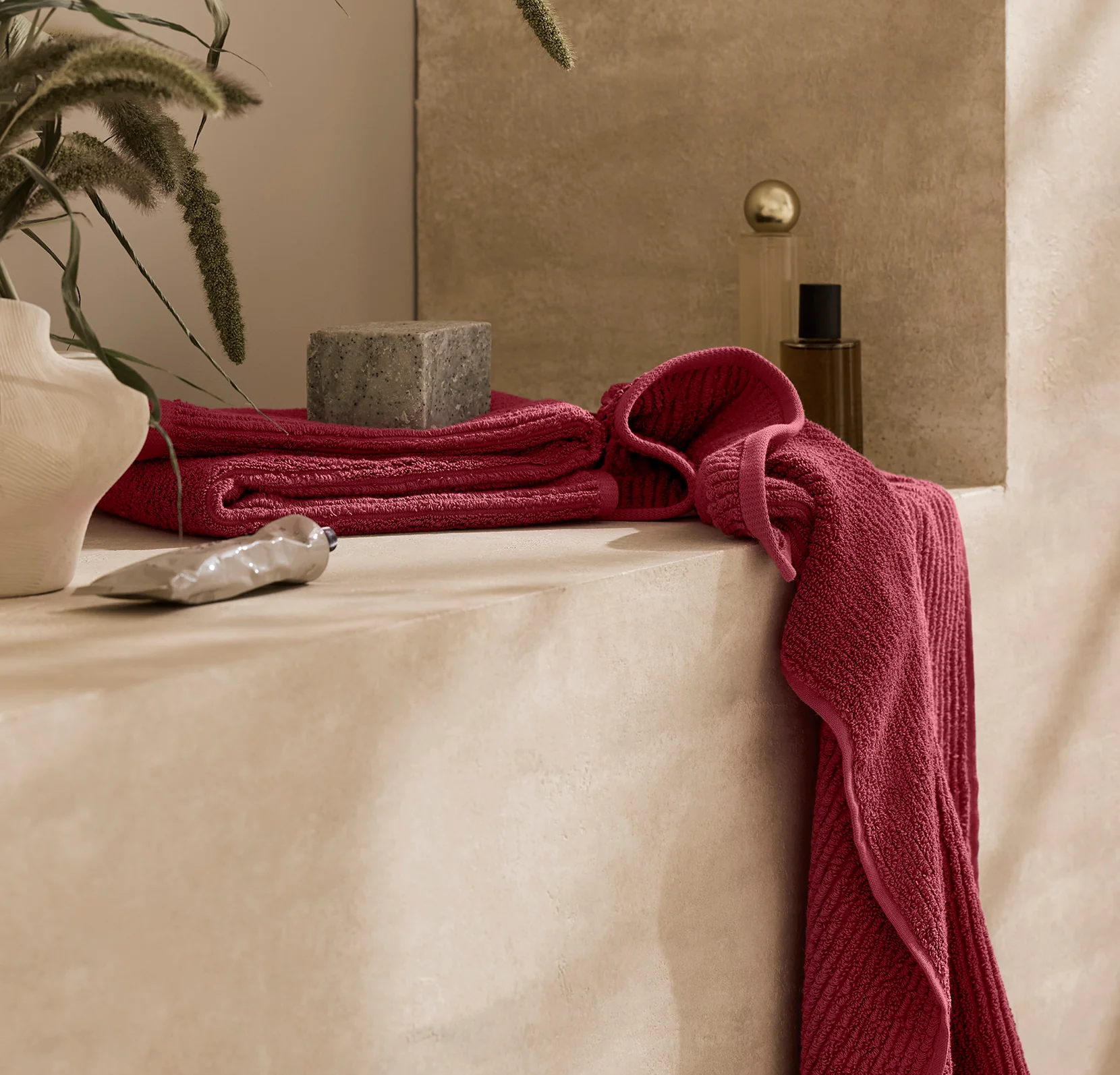 Turkish Ribbed Hand Towels (Pair) - Holly - Image 2