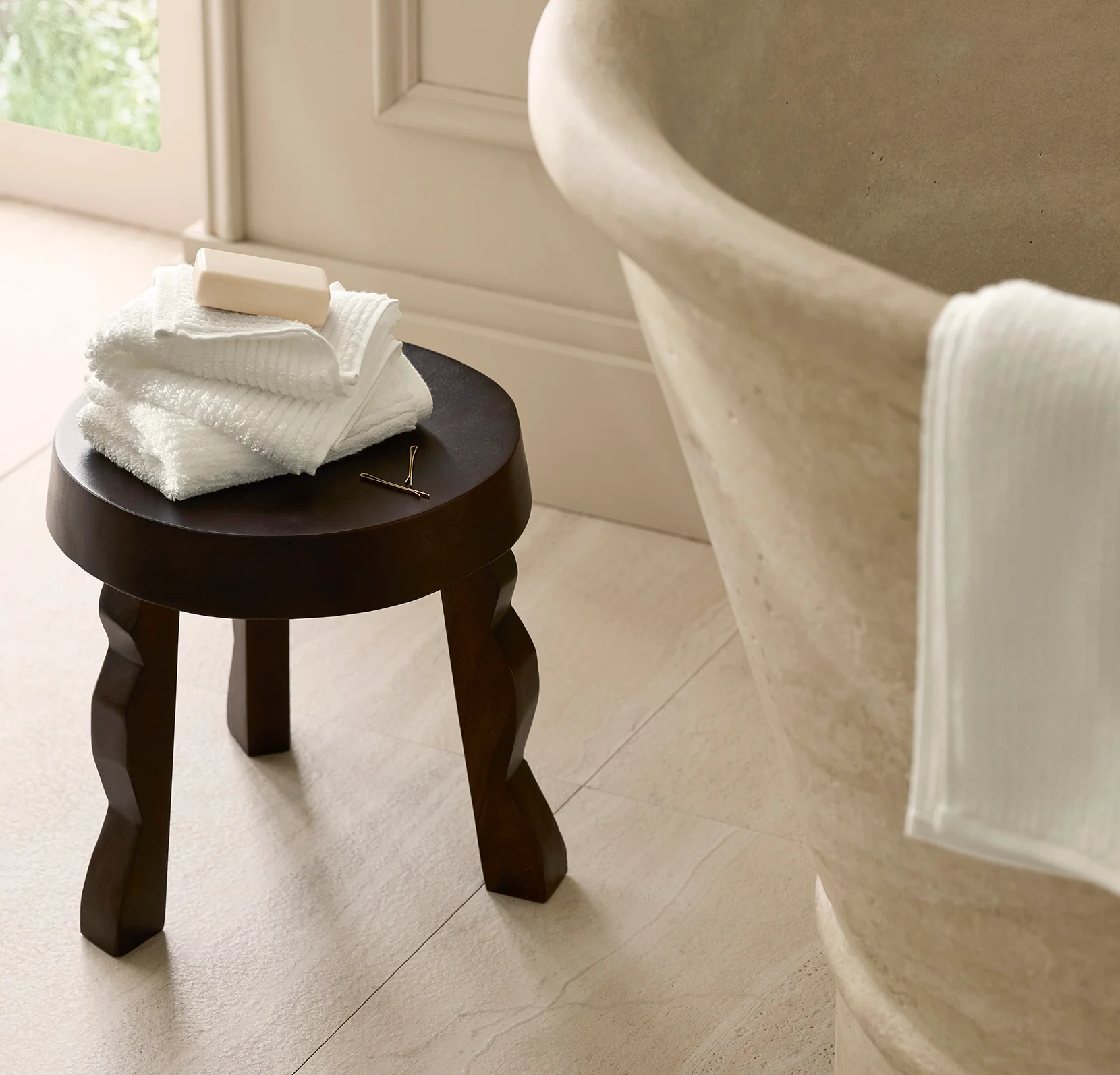 Turkish Ribbed Washcloths (Pair) - Cream - Image 2