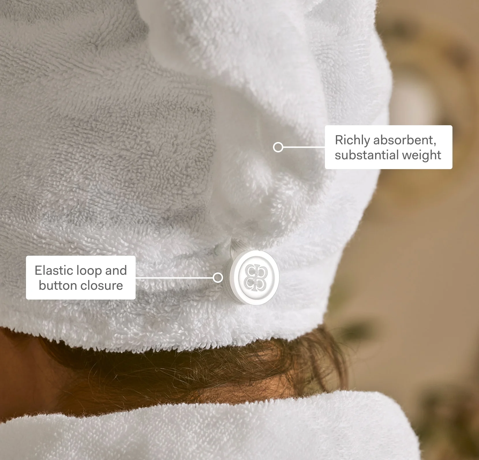 Turkish Ultra Plush Hair Towel - White - Image 3