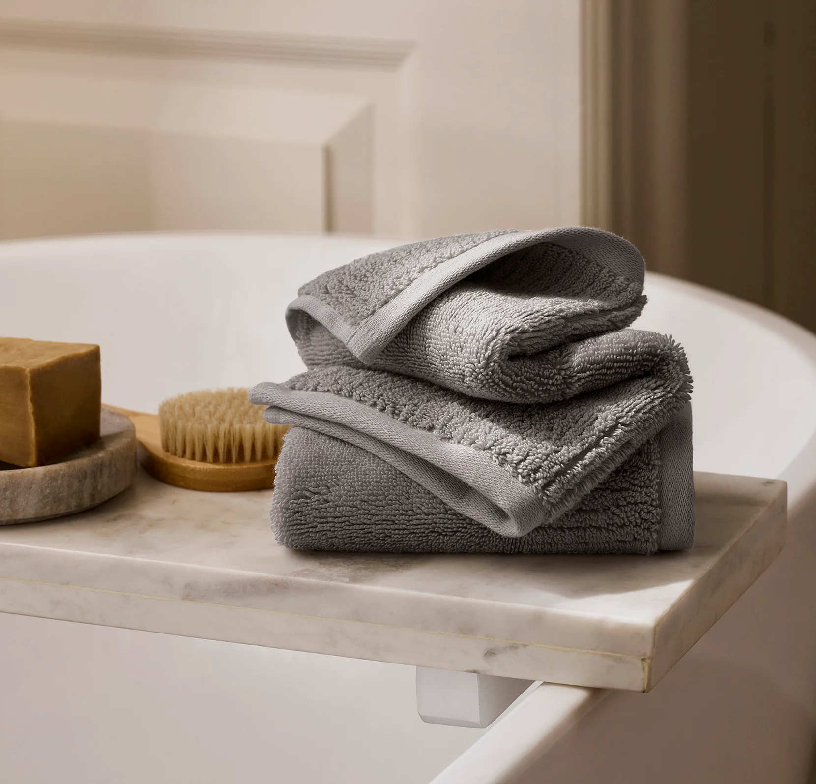 Turkish Ultra Plush Washcloths (Pair) - Stone - Image 2