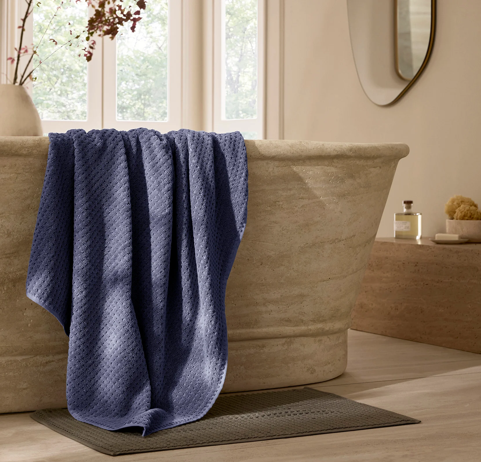 Turkish Waffle Bath Sheet - Coastal Navy - Image 2