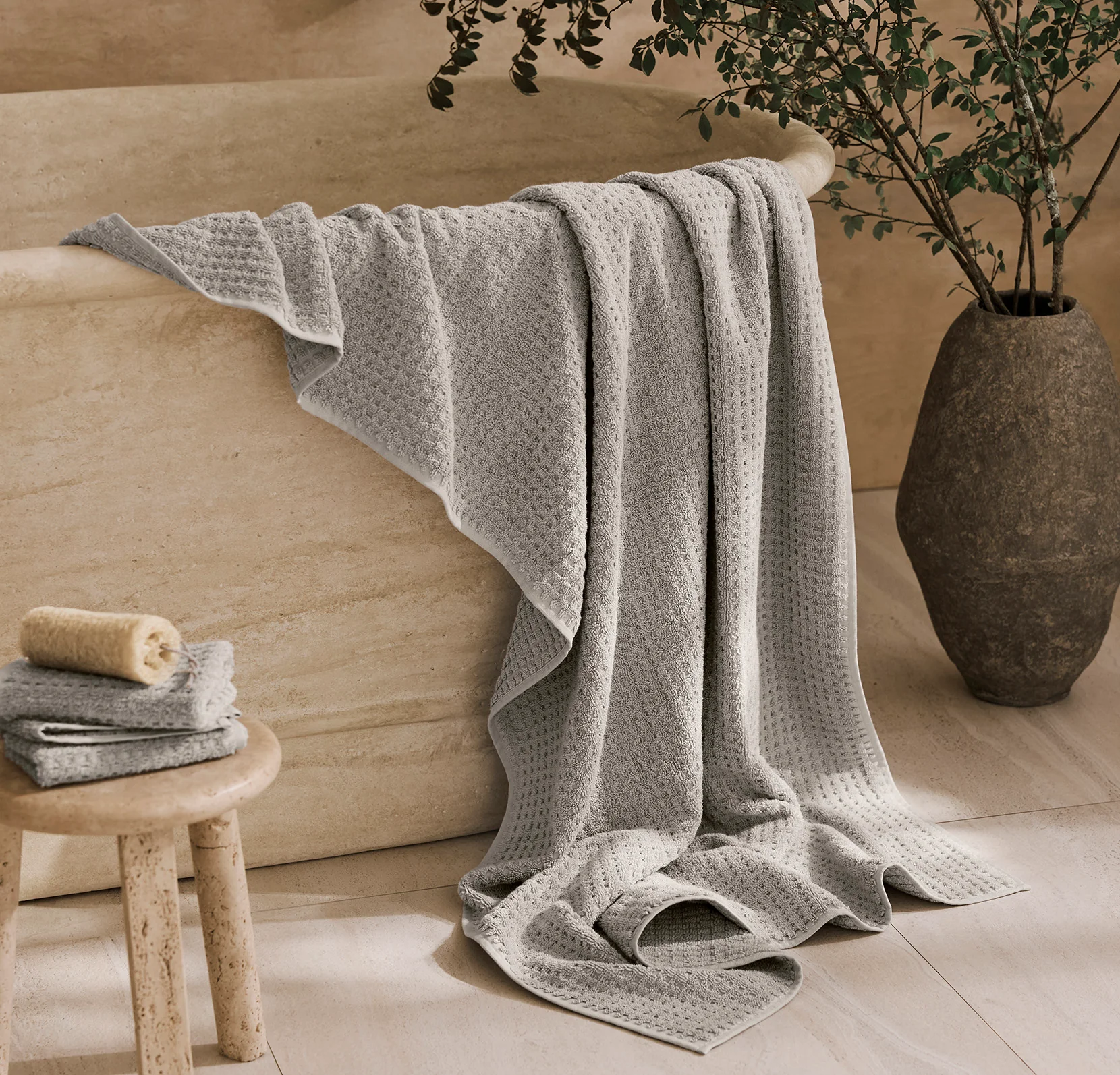 Turkish Waffle Bath Sheet - Pewter - Image 2