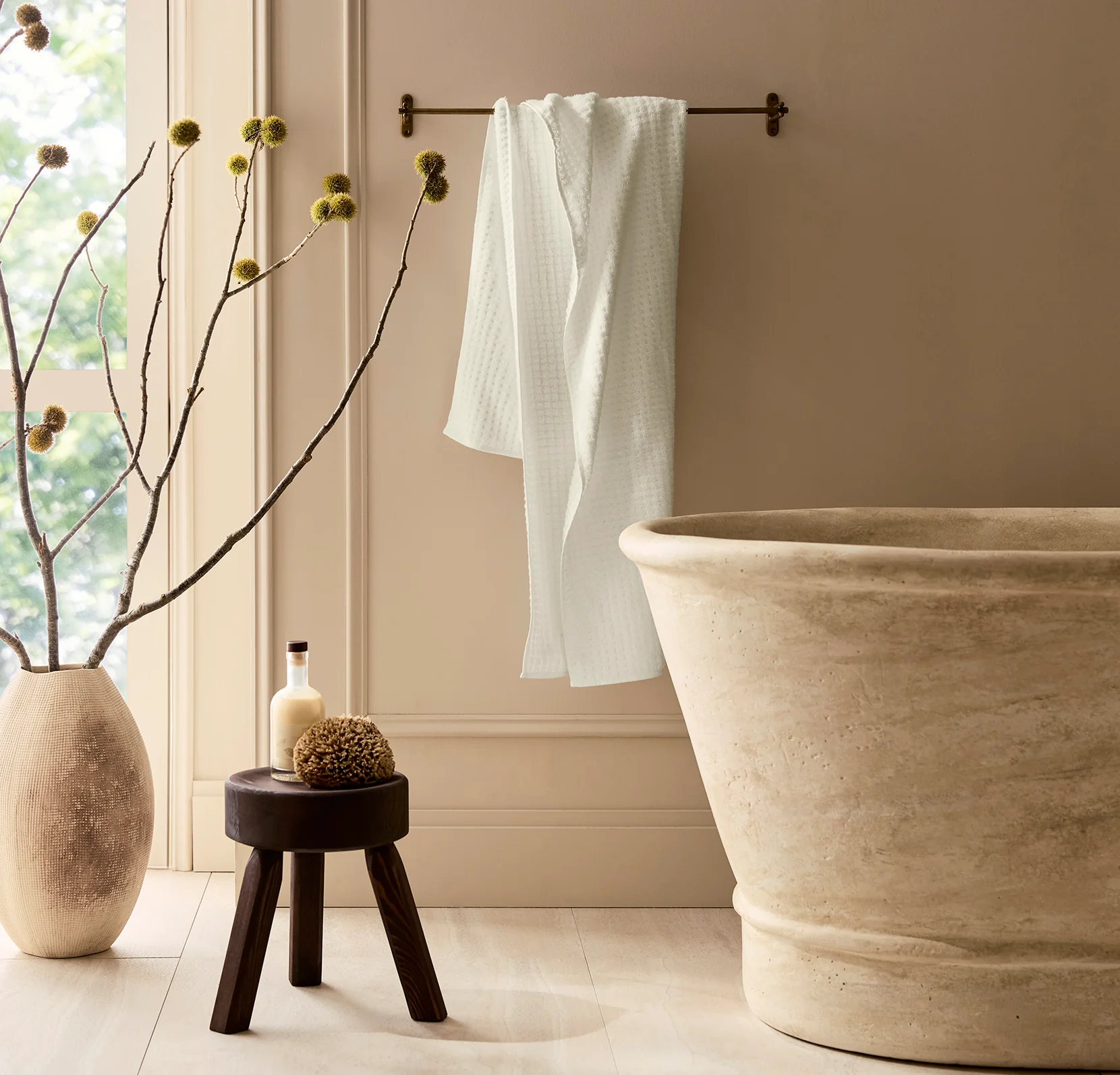 Turkish Waffle Bath Towel - Cream - Image 2