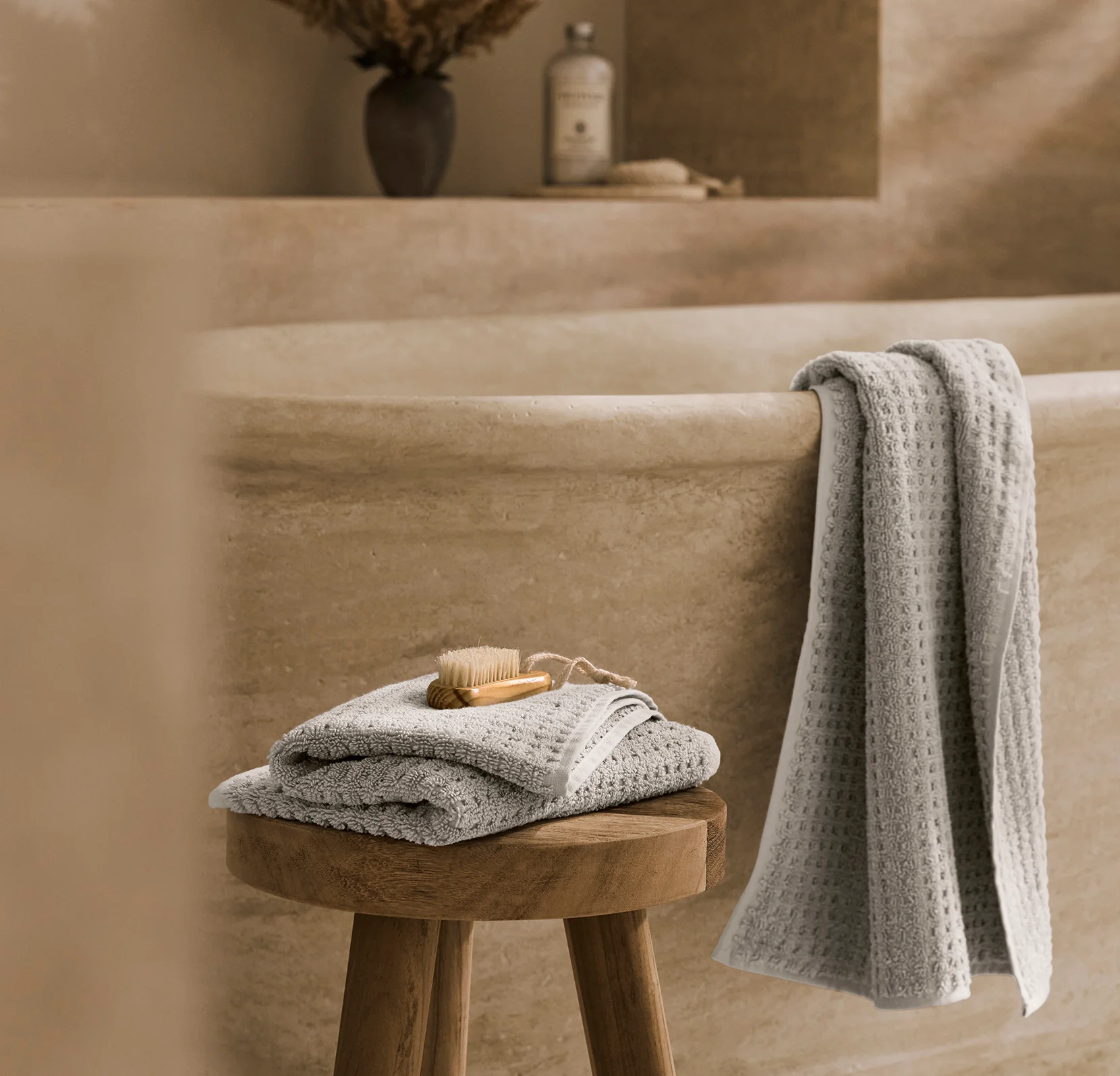 Turkish Waffle Hand Towels (Pair) - Pewter - Image 2