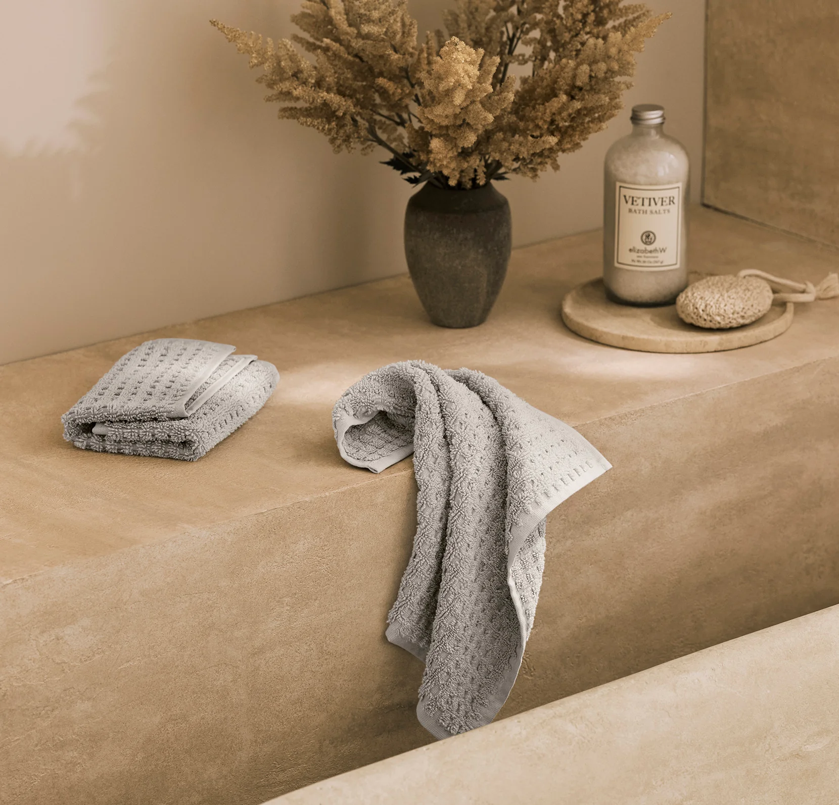 Turkish Waffle Washcloths (Pair) - Pewter - Image 2