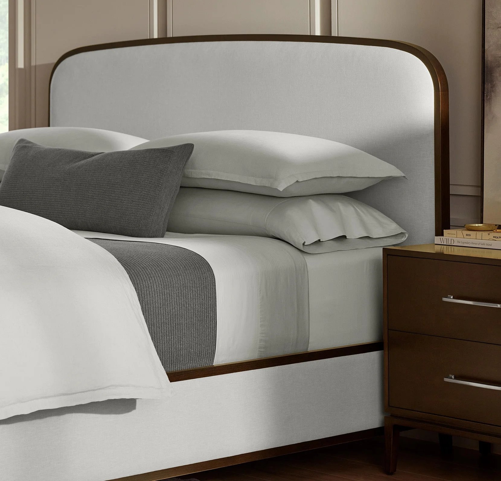 Upholstered Curve Bed - Mist - Image 6