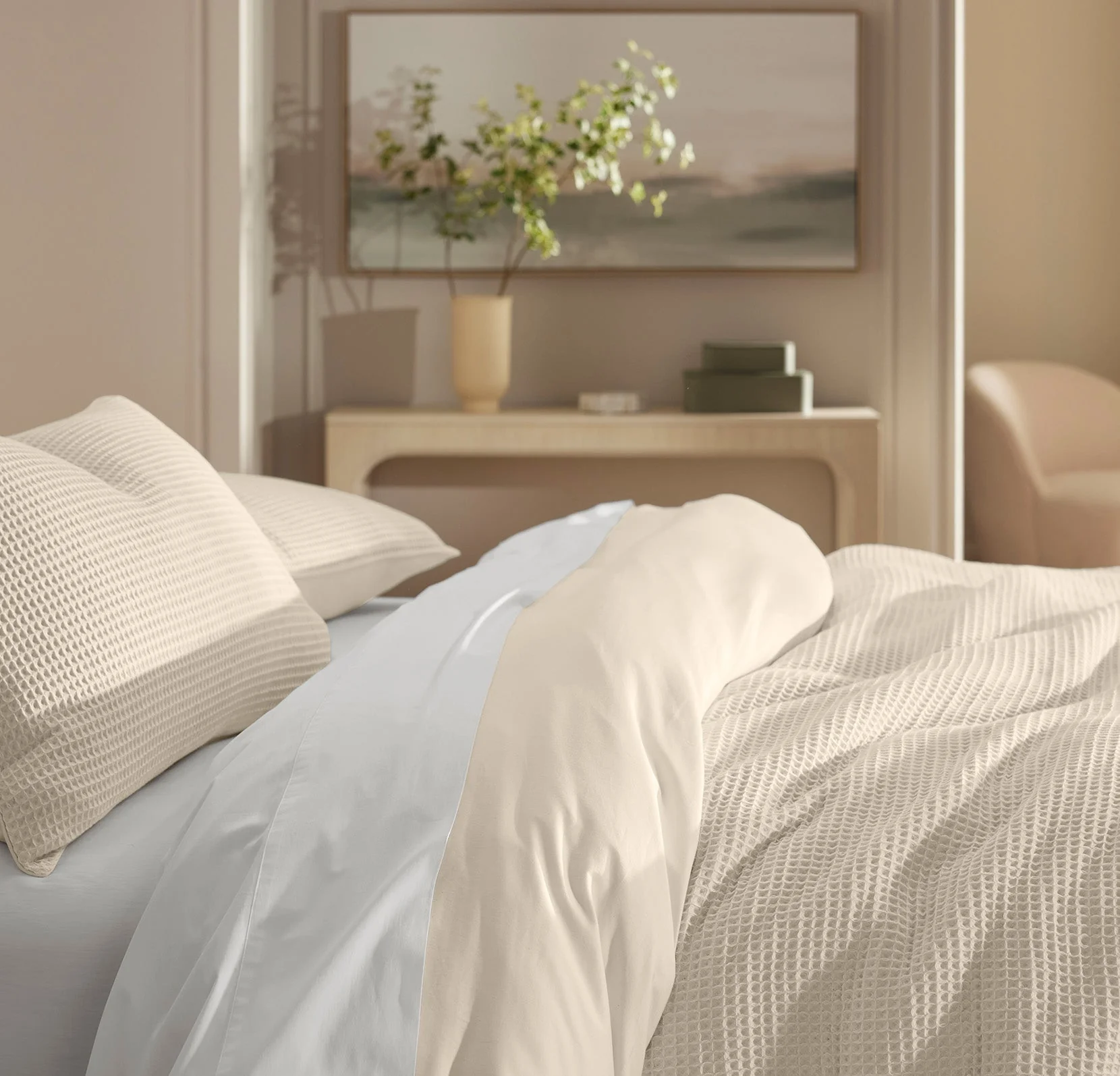 Waffle Duvet Set - Natural - Image 3
